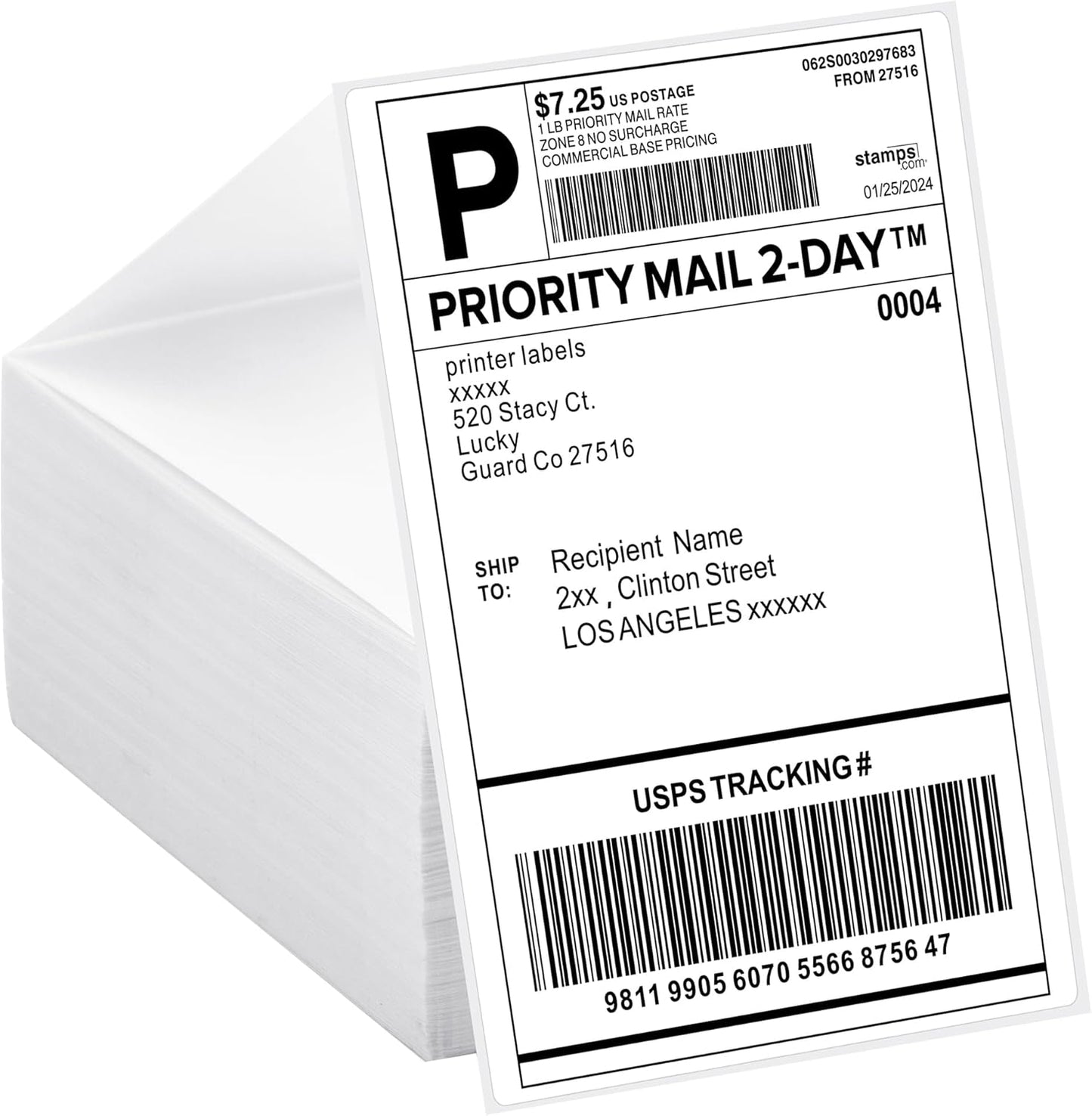 4x6 Thermal Labels Fanfold 500-Pack Crisp Prints Thermal Shipping Labels 4x6 Commercial Grade Thermal Printer Paper with Perforated, 1 Stack