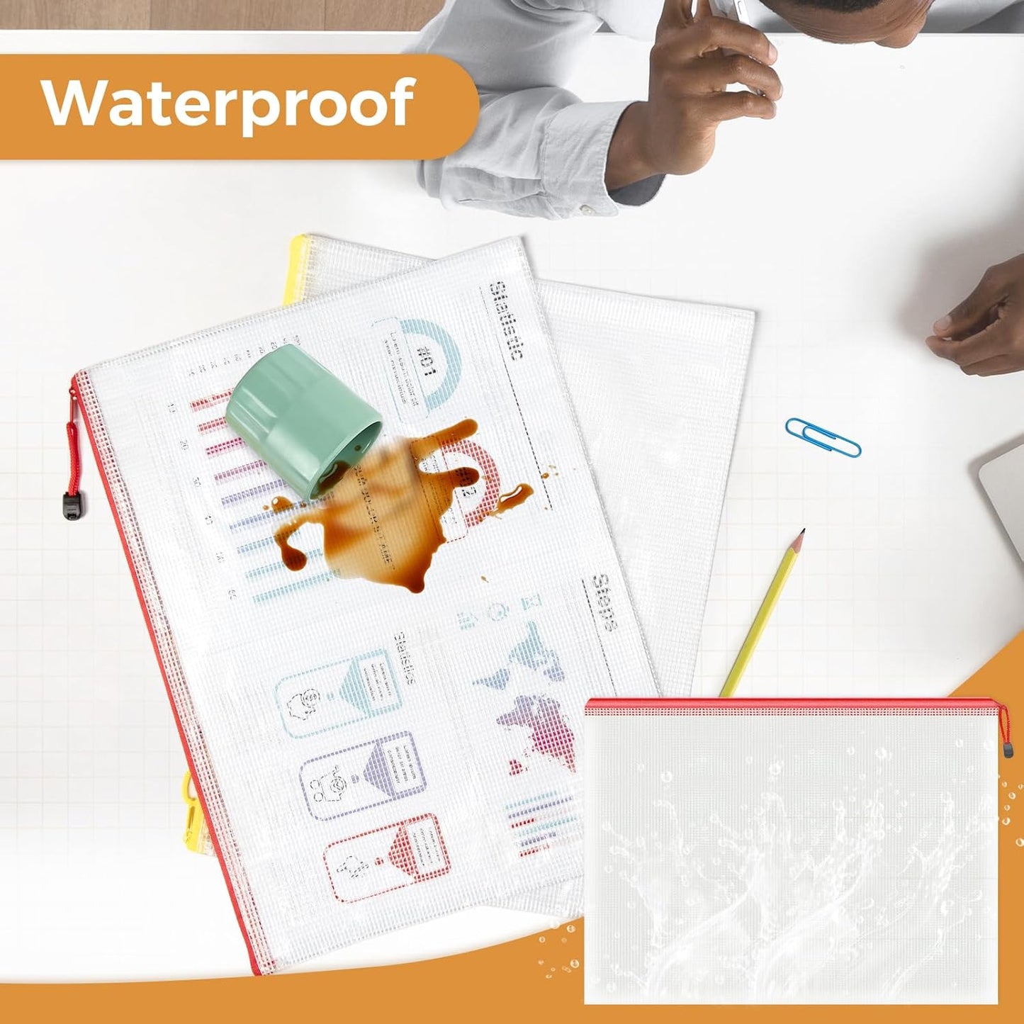 Umriox 24 Pack 12 Colors Zipper Pouches for Organizing, A3 Size (16.9 x 12.4), Big mesh Bags,Zipper Bags for Puzzles & Board Game Storage, Office Supplies Travel Toiletries