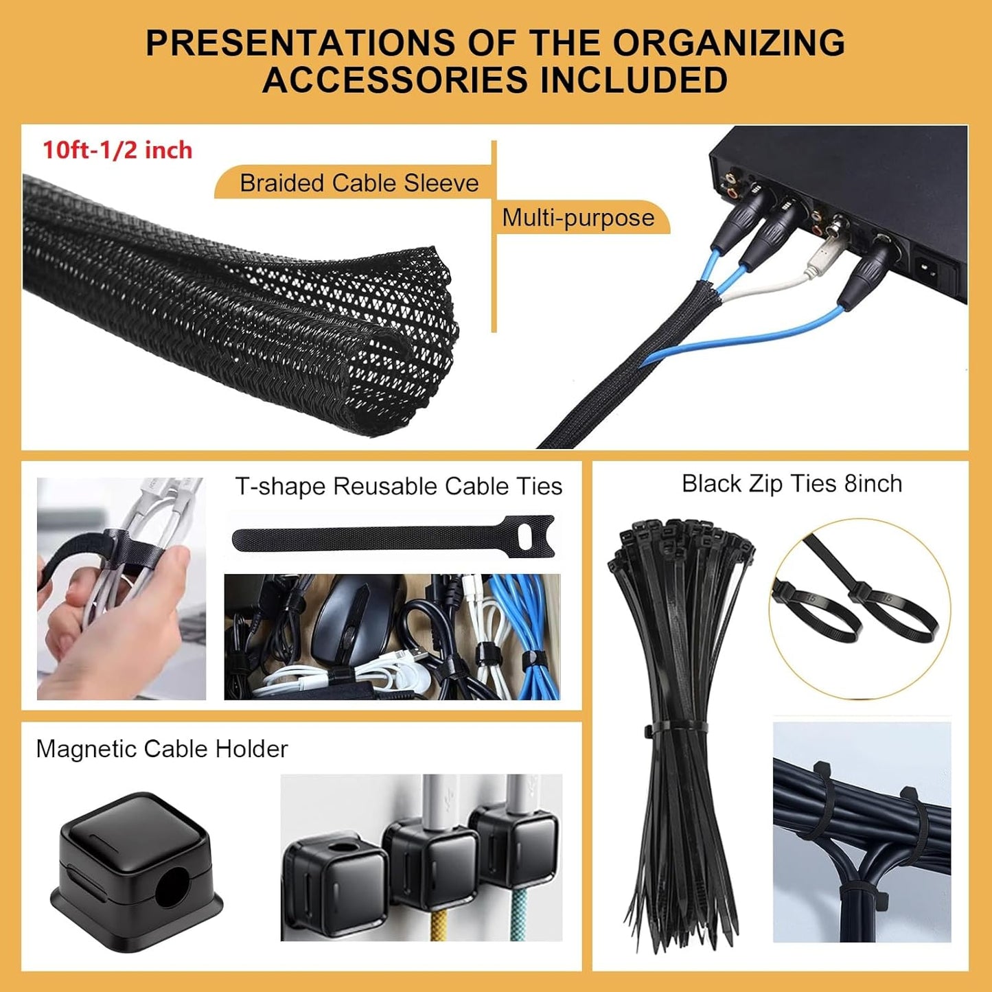 Under Desk Cable Management Tray Black Extendable 15.7"- 29.1" Metal Large Capacity Cable Management Kit No Drill Cable Management Box Cord Organizer for Desk Wire Management Cable Basket