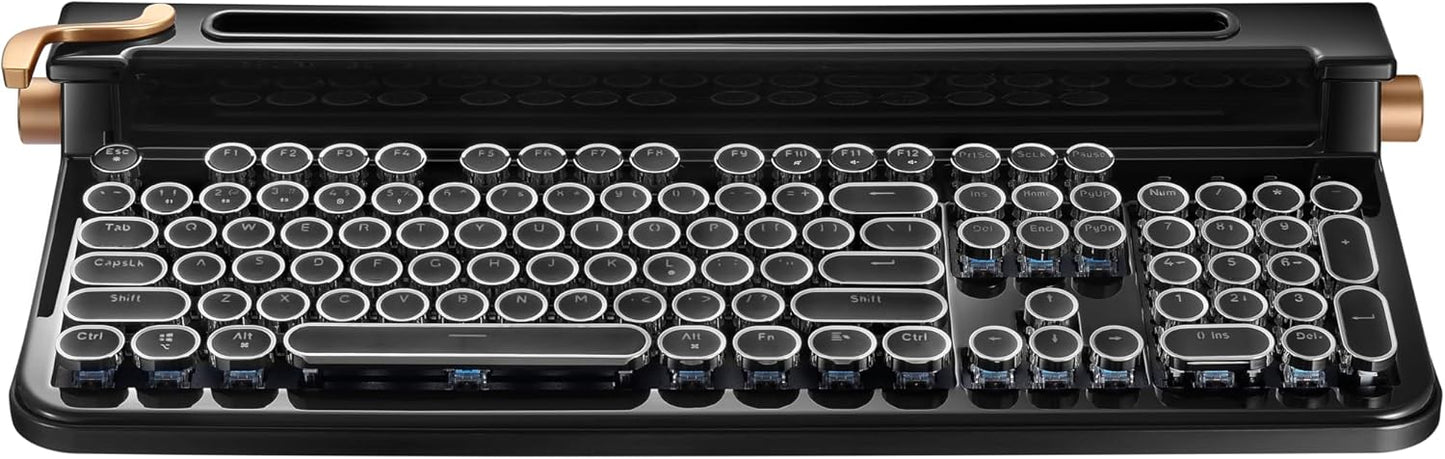 FINEDAY Keyboard 2.0 Plus, 2.4G Wireless & Bluetooth, 104 Keys, Blue Switch, 5000mAh, Retro Mechanical Keyboard with Korean/English Keycaps for PC/Mac/Phone (Korean Keycaps)