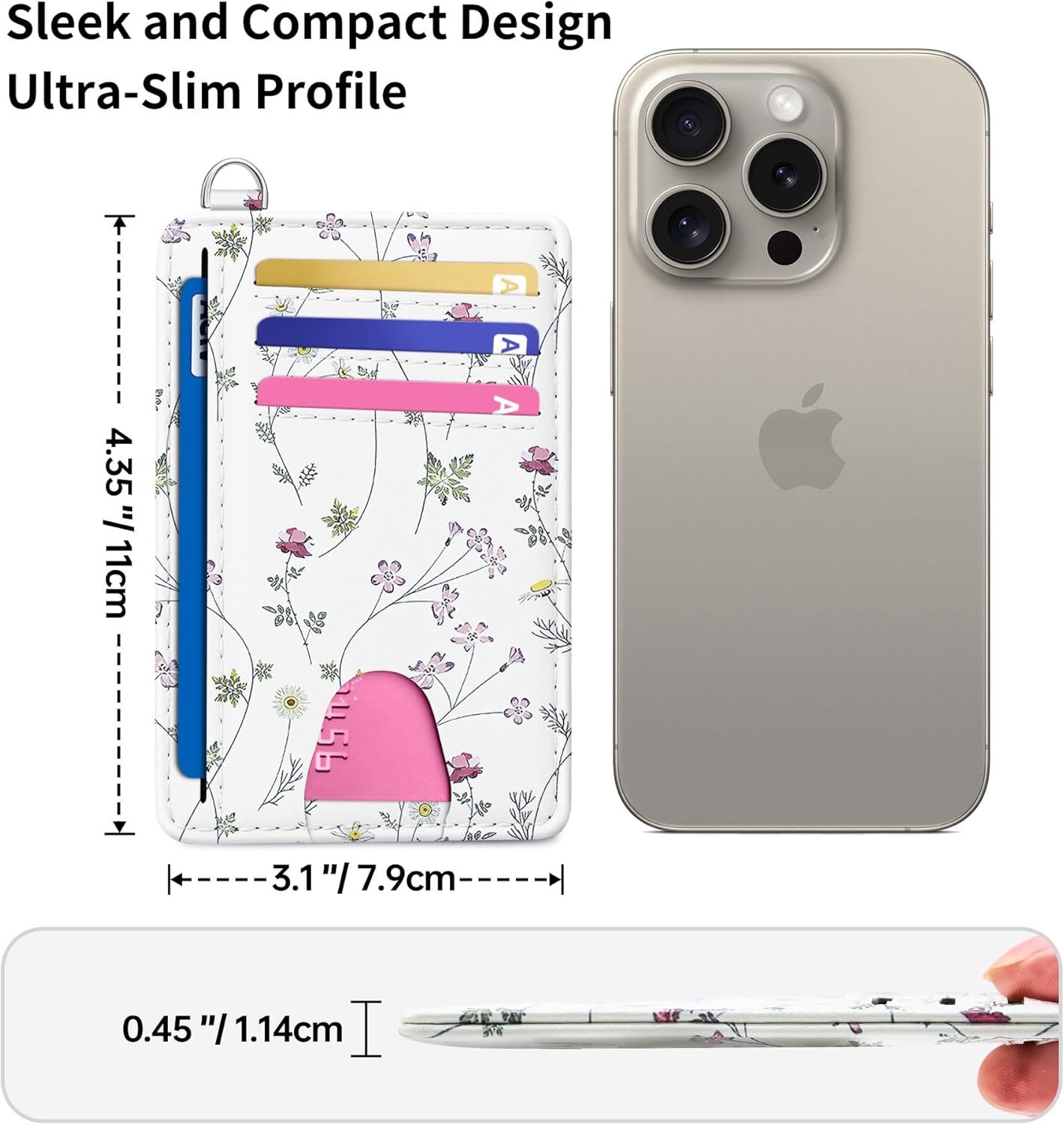 Mayski Slim Wallet, Credit Card Holder for Women, Minimalist Front Pocket RFID Blocking Card Cases, Small Wallet Women Men(Flower)