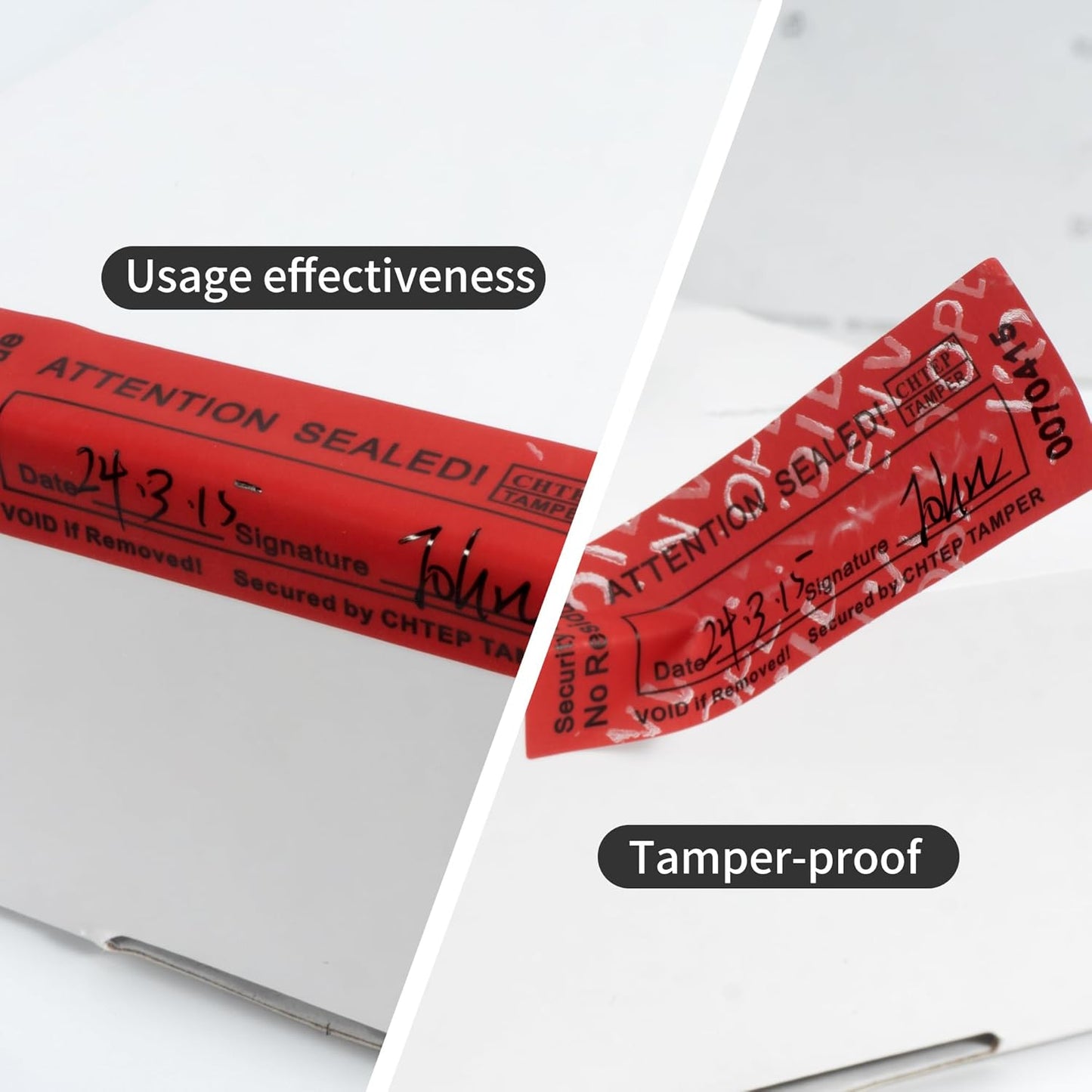 ChtepTamper 100 Pieces No Transfer Tamper-Evident Stickers Security Labels Great for Goods Shipping,Exchange of Agency Files, Privacy Protection or More(Serial Number 0.8 * 2.4inches Red)