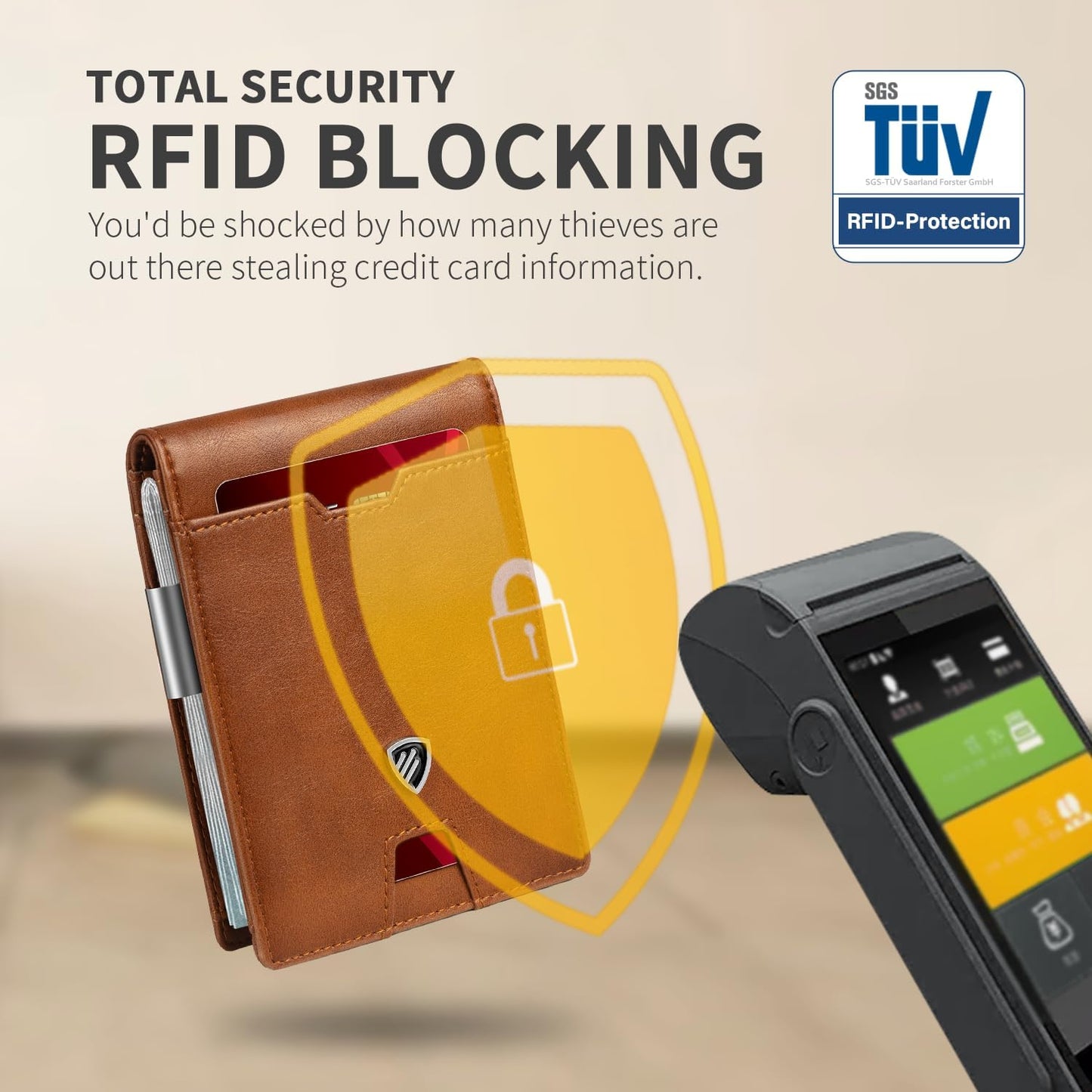 RUNBOX Mens Slim Wallet with Money Clip RFID Blocking Bifold Credit Card Holder for Men with Gift Box