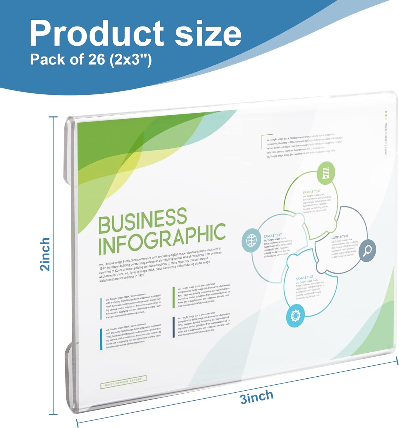 Lesnlok 26 Pack Wall Mount Acrylic Sign Holder 2x3 inch，With 3M Tape Adhesive for Office, Home, Store, Restaurant, No Drilling