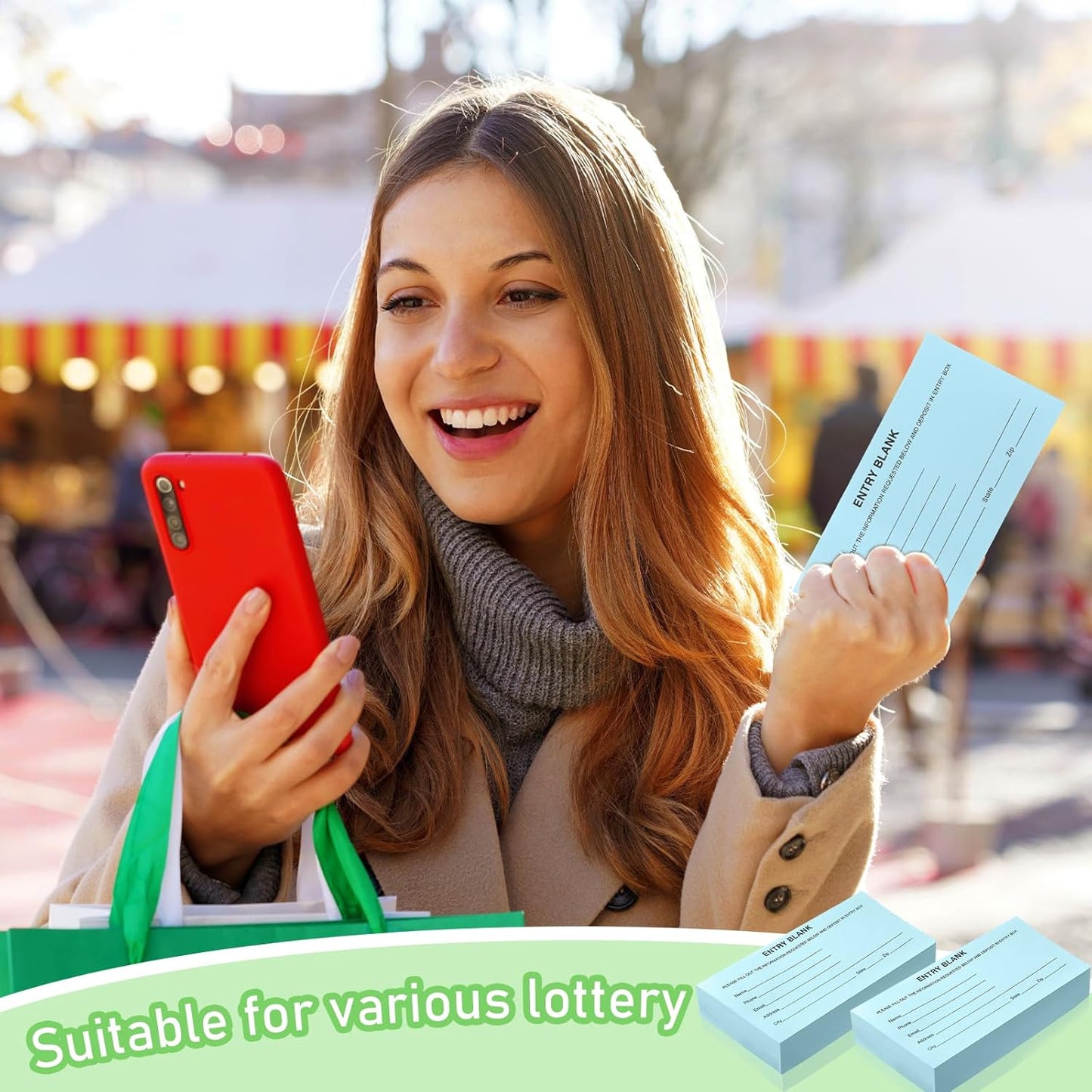 Kosiz 2000 Raffle Ticket Sheet 8 Pad 5.24" x 2.76" Enter to Win Blank Entry Form for Contest Collect Name Phone Number Email Address for School Event Ballot Network Marketing(Light Blue)