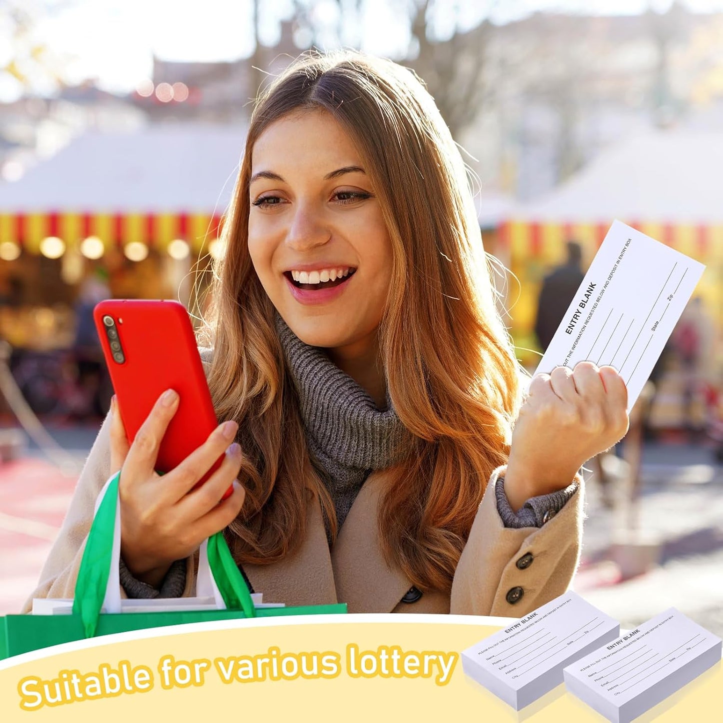 Kosiz 2000 Raffle Ticket Sheet 8 Pad 5.24" x 2.76" Enter to Win Blank Entry Form for Contest Collect Name Phone Number Email Address for School Event Ballot Network Marketing(White)