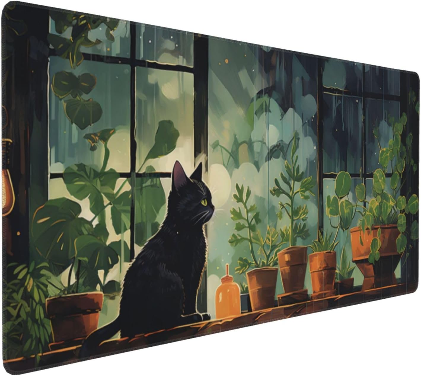 35.4 x 15.7 in, XXL Large Mouse Pad for Desk, Extended Keyboard Mouse Mat for Computer Office, Big Laptop Mouse pad, Gaming Pc-Cute Black Cat