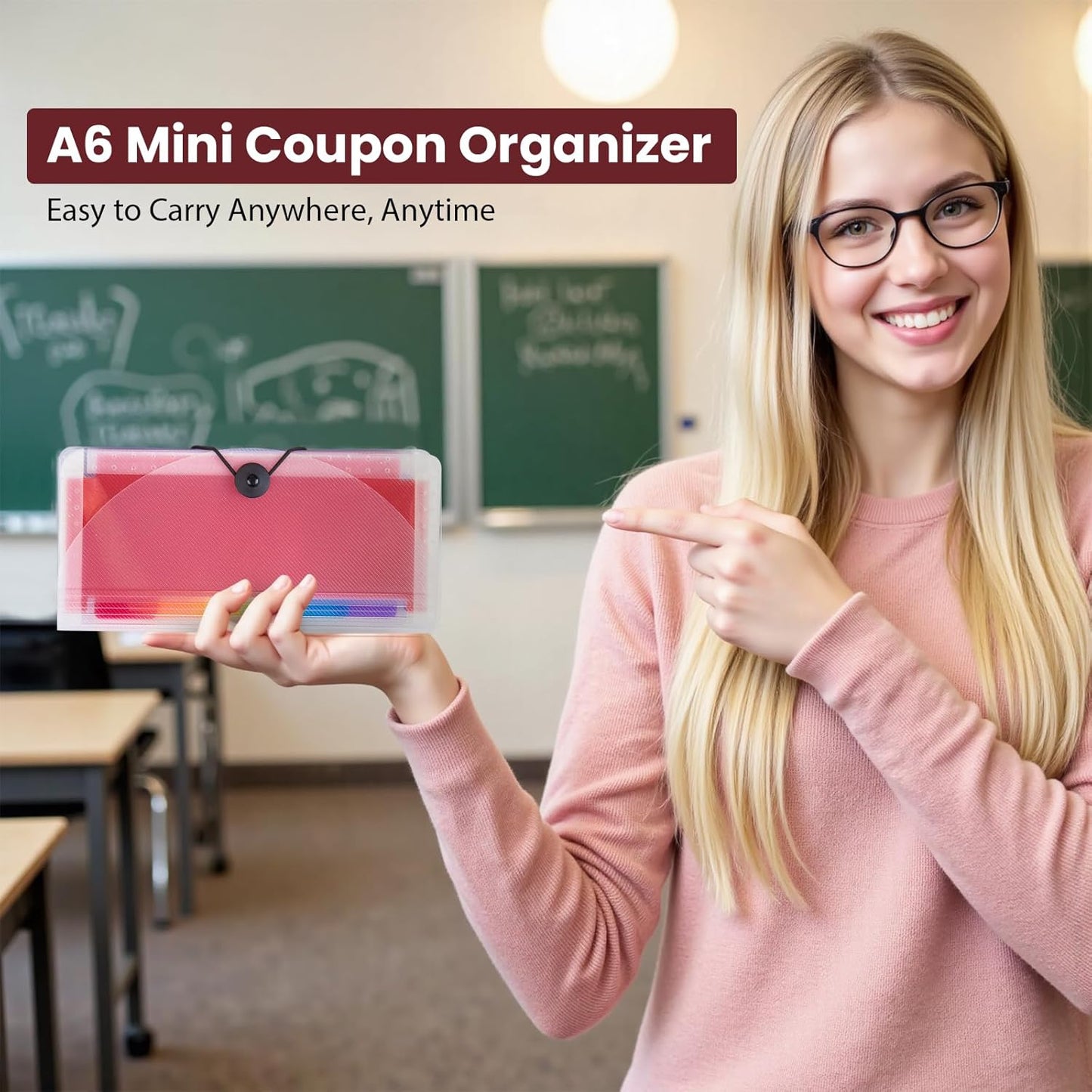 13 Pocket A6 Receipt Organizer, 2 Pack Small Accordion File Organizer, Coupon Organizer with Labels - Clear and Black