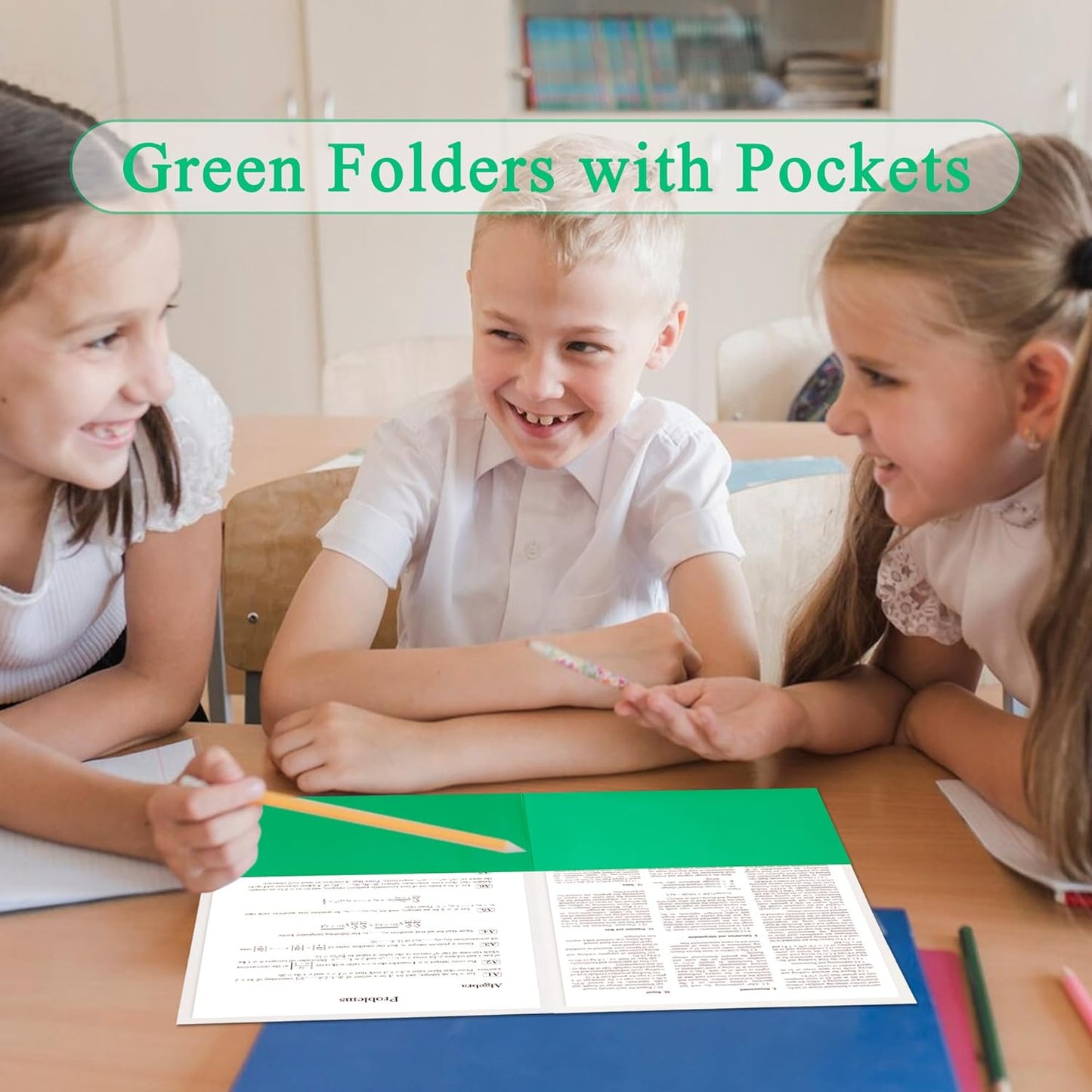Zzrywuty 100 Packs Paper Folders with Pockets for Students,Businessmen and Office Workers,Letter Size,Two Pocket Folders with Card Slot for Office,Business,School Supplies (Green)
