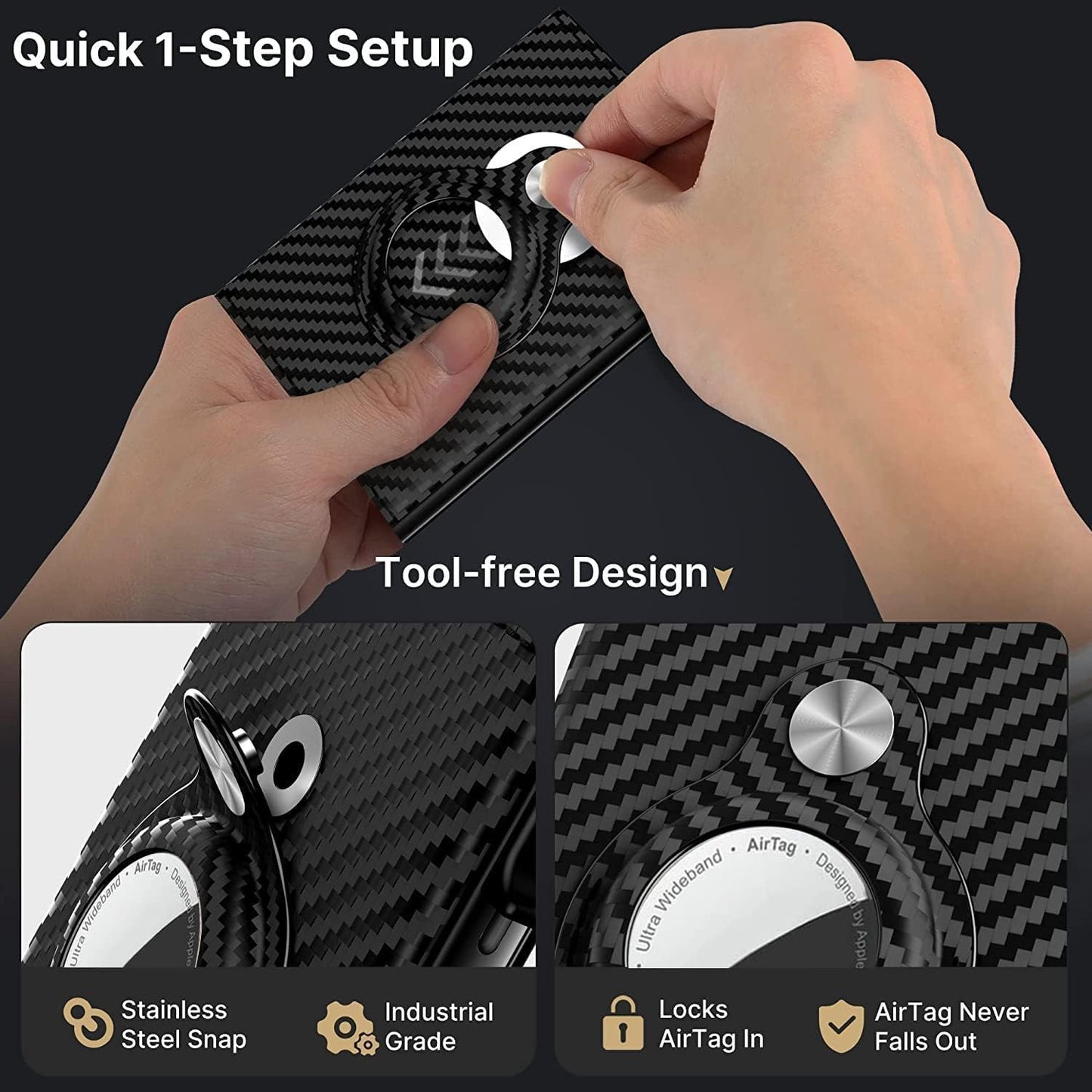 Mens Smart Wallet Card Holder for Air Tag, Minimalist Wallet with RFID Blocking, Slim Pop up Card Case Wallet，Air Tag Wallet with ID Window & Cash Slot (Only Pop Up)