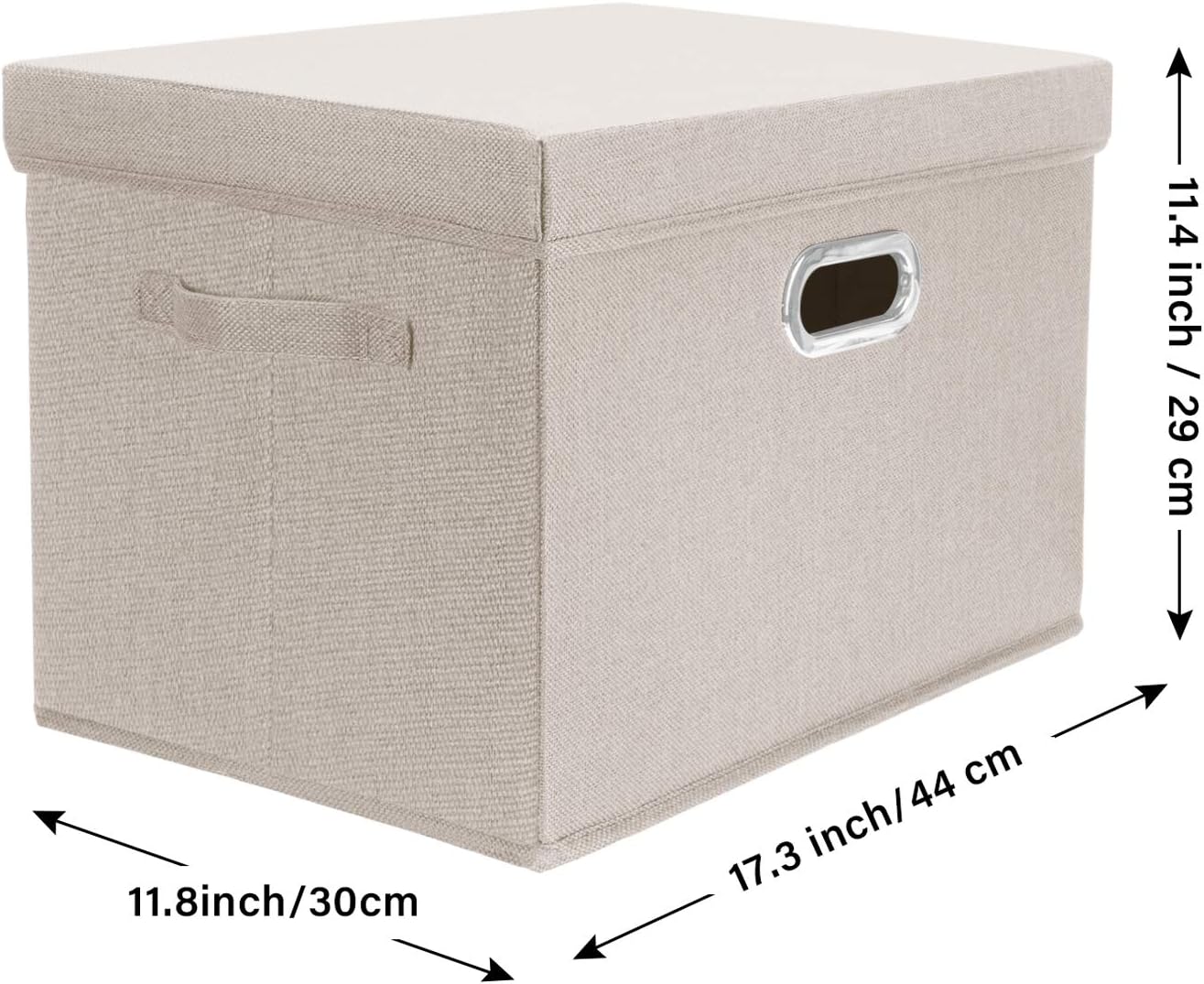 TYEERS Large Storage Bins with Lids, Collapsible, Washable, Fabric Storage Boxes for Organizing, 17.3x11.8x11.4 inches, 3 Pack, Beige