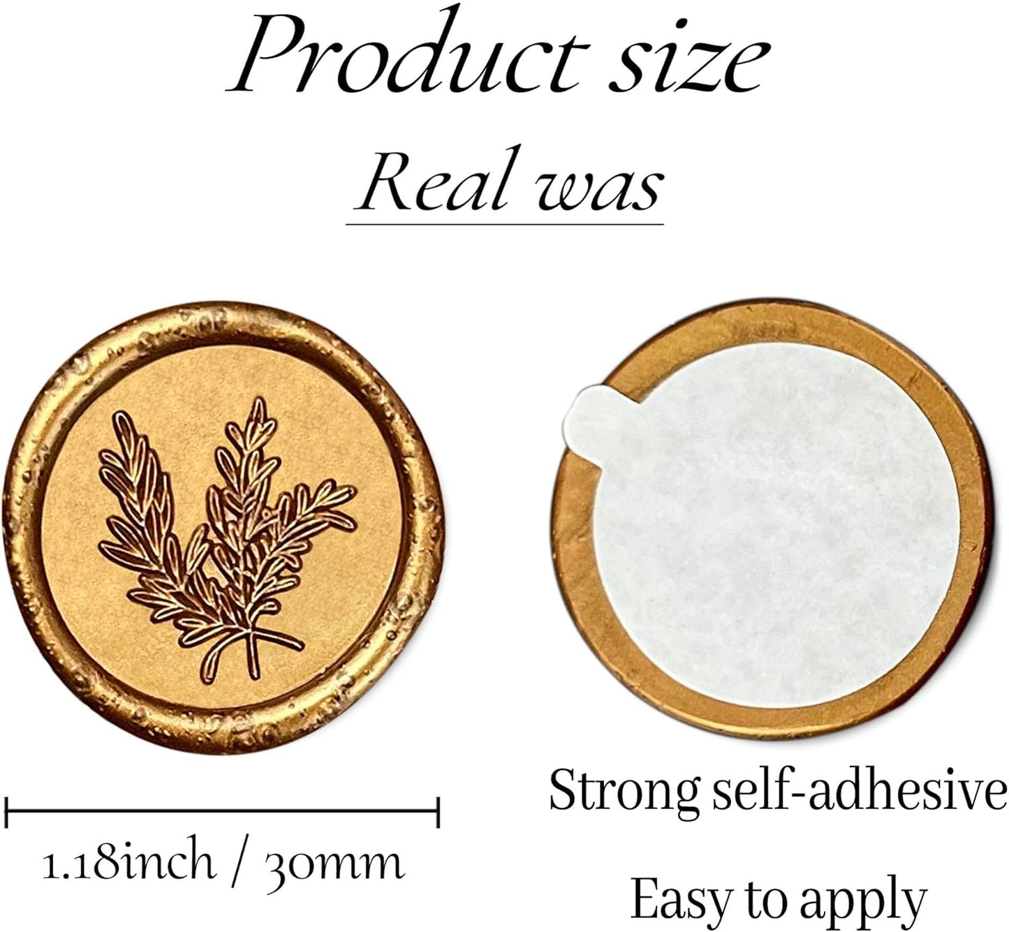 25Pcs Wax Seal Stickers Handmade Envelope Seals Self Adhesive Wax Stickers for Wedding Party Invitations, Envelope, Gift Wrap, Christmas(Rosemary Style, Antique Gold)