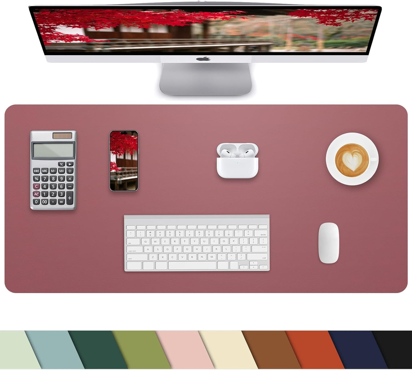 PULeather Non-Slip Desk Mat, Large Mouse Pad & Laptop Desk Pad - Waterproof Writing Pad for Office & Home (Light Purple, 35.4" x 17")