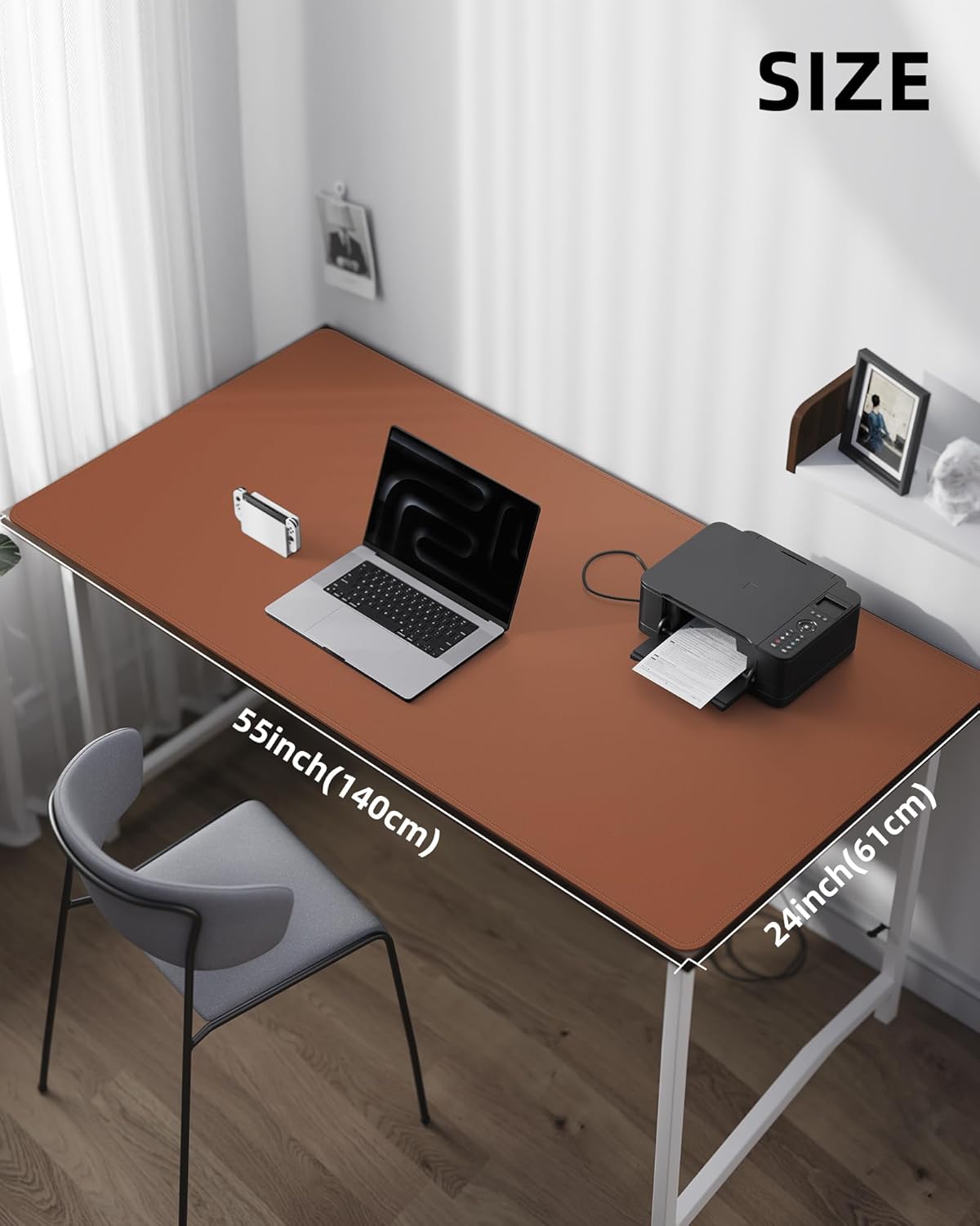 Large Desk Mat55 x24 - Premium Non-Slip Desk Pad, Waterproof and Scratch-Resistant Office Desk Protector, Large Desk pad Workspace Mat for Home and Office(Brown)