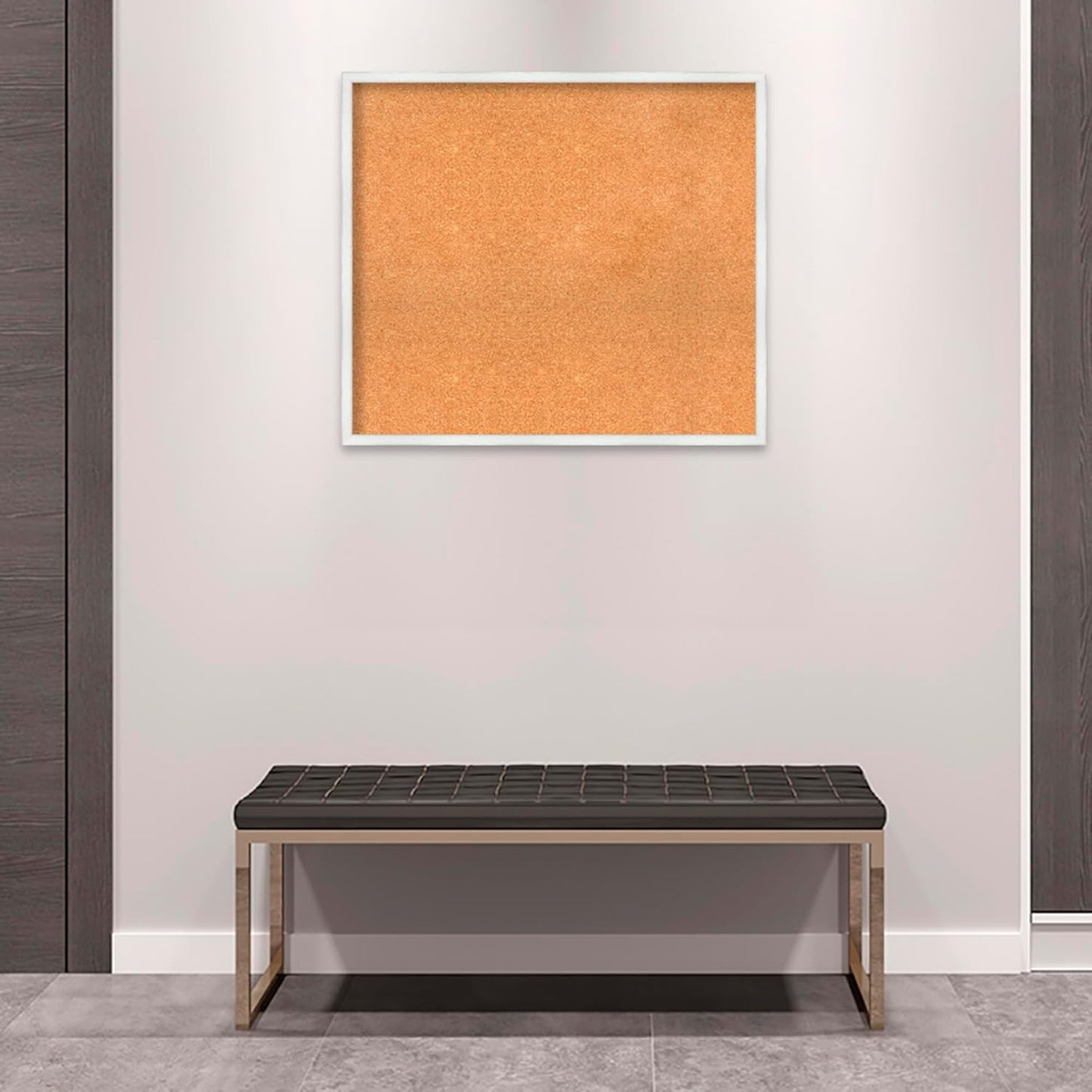 Amanti Art Natural Cork Board for Wall, 29x33 Vision Board with White Frame, Large Corkboard Office Decor for Home Organization, Country Rustic Corkboard Pinboard to Display Items for Home