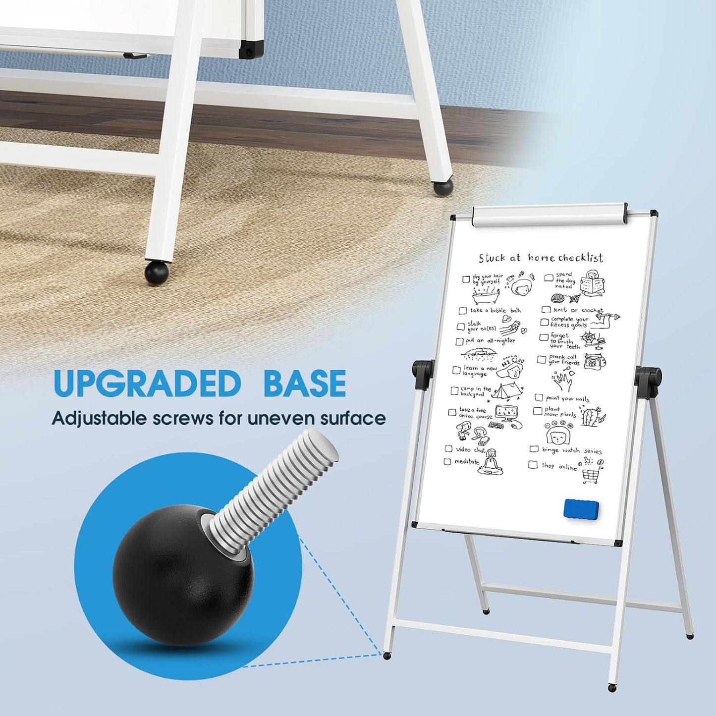 MaxGear Large White Board Easel Stand, 40" x 28" A-Stand Double Sided Magnetic Dry Erase Board with Height Adjustable and 360° Rotation, Portable Classroom Easel for School or Teaching at Home, Office