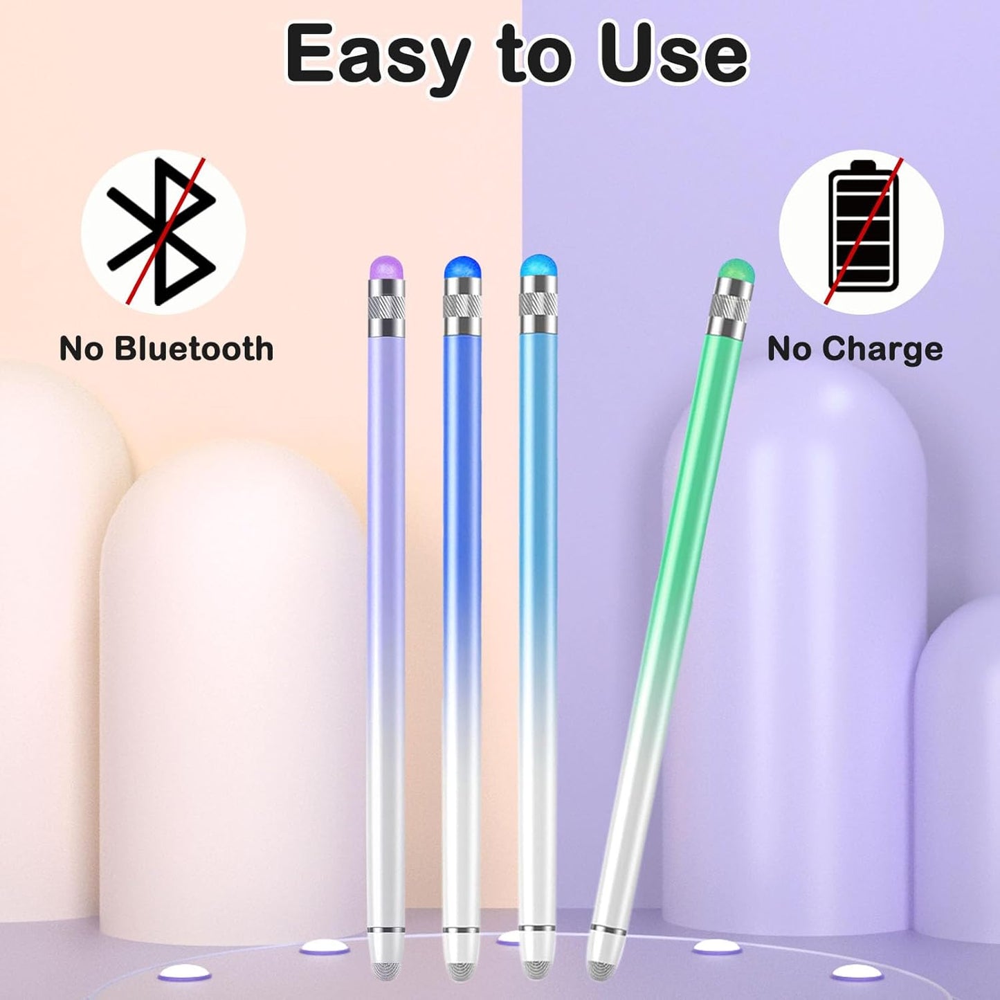 2 in 1 Stylus Pens for Touch Screens High Sensitivity & Precision iPad Pen with 8 Extra Tips,Stylus Pen for iPhone Compatible with All Touch Screen Devices-4 Packs