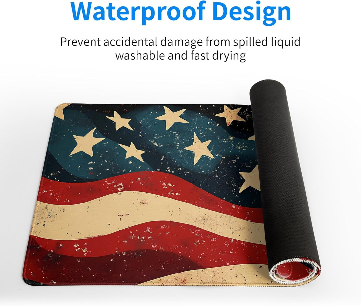 Large Extended Gaming Mouse Pad with Stitched Edges, Non-Slip Waterproof Rubber Base Mouse Pad for Office, Computer, Laptop and Home Desk Pad 31.5x11.8(American Flag Wave)