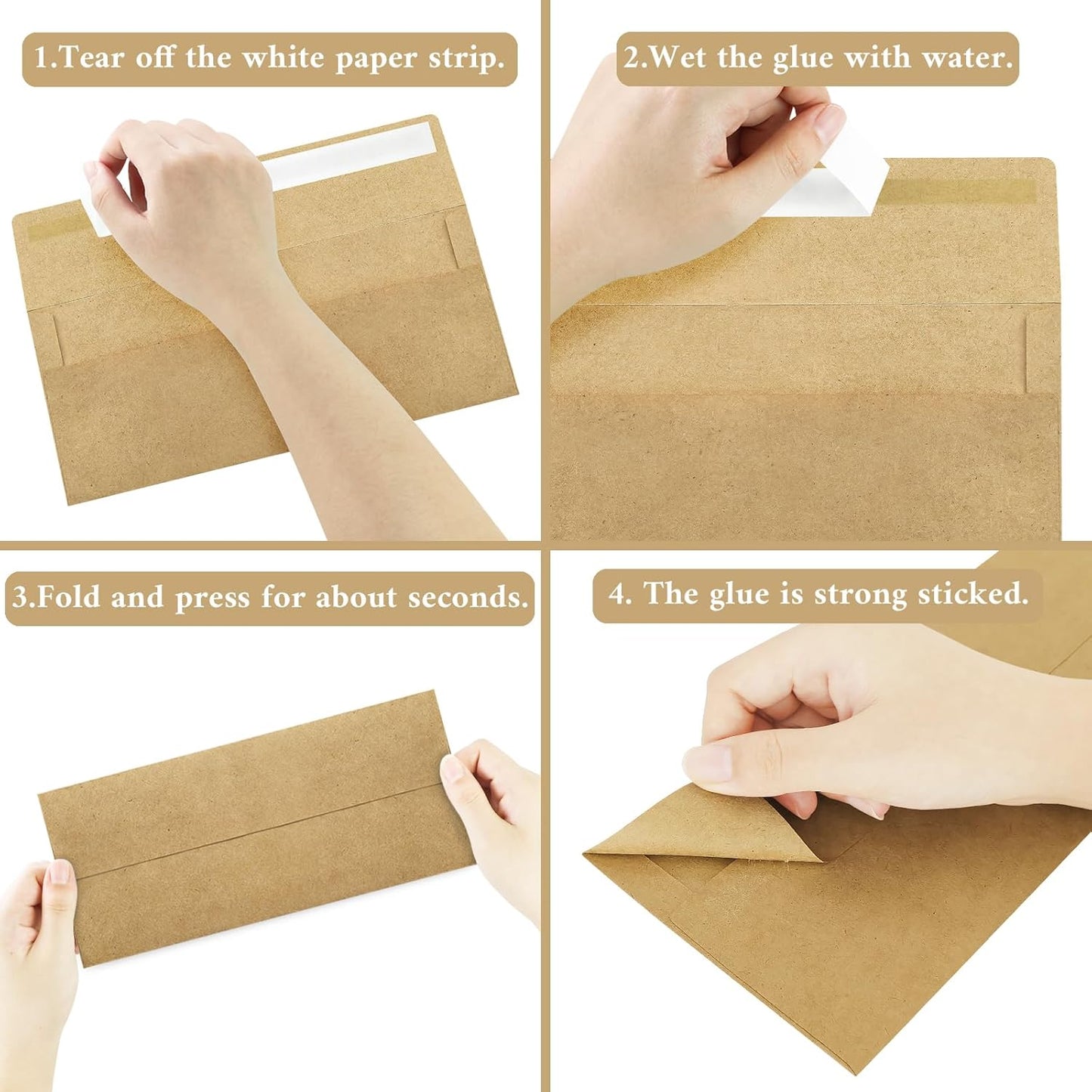 200 Pack #10 Business Envelopes, Brown Kraft Standard Envelopes Self Seal, Letter Size Mailing Envelopes for Checks Letters Invoices Christmas Birthday Graduation Wedding, 4 1/8 x 9 1/2 Inch