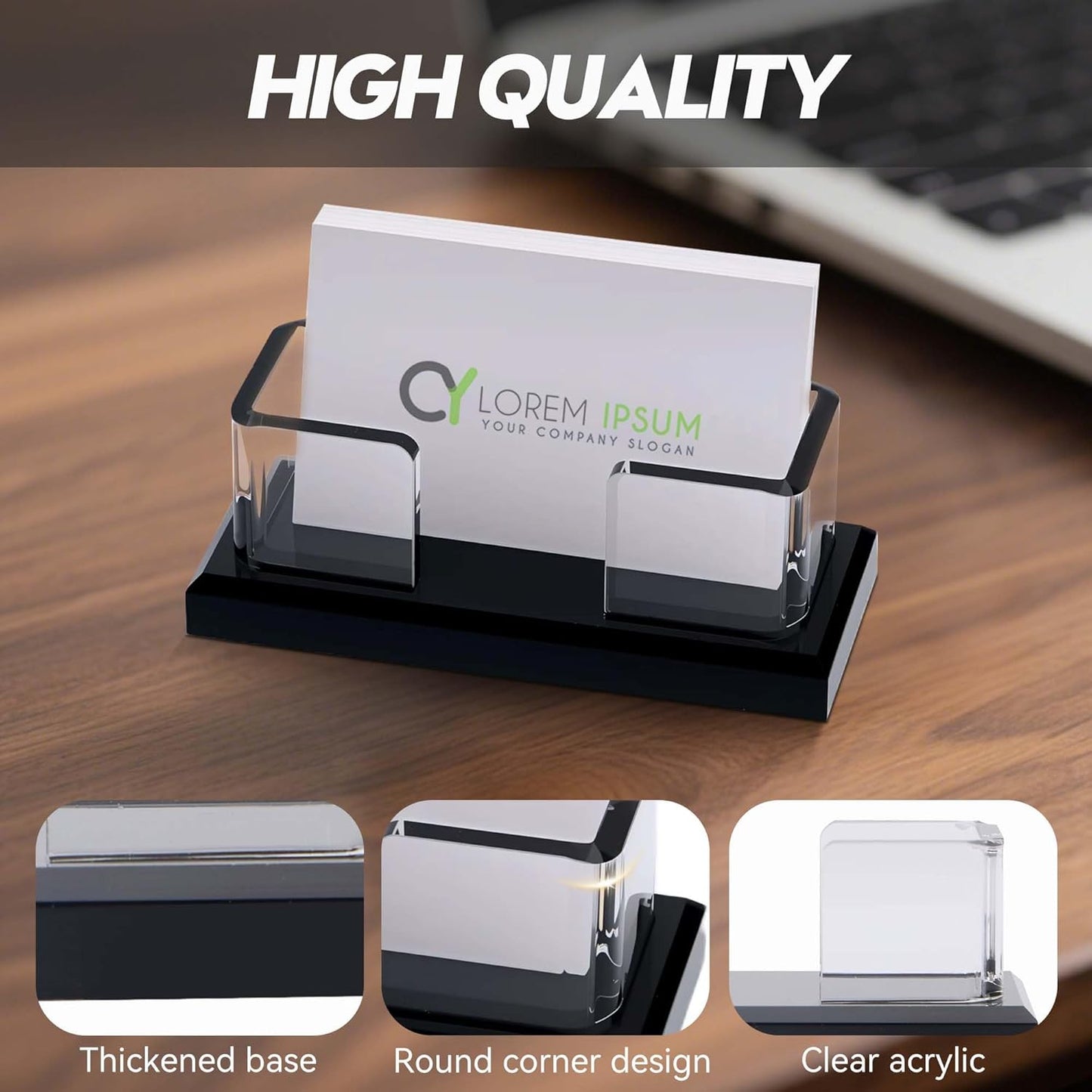 2 Pack Acrylic Business Card Holder for Desk,Clear Business Card Display Stand for Desktop, Business Card Organizer Card Stand