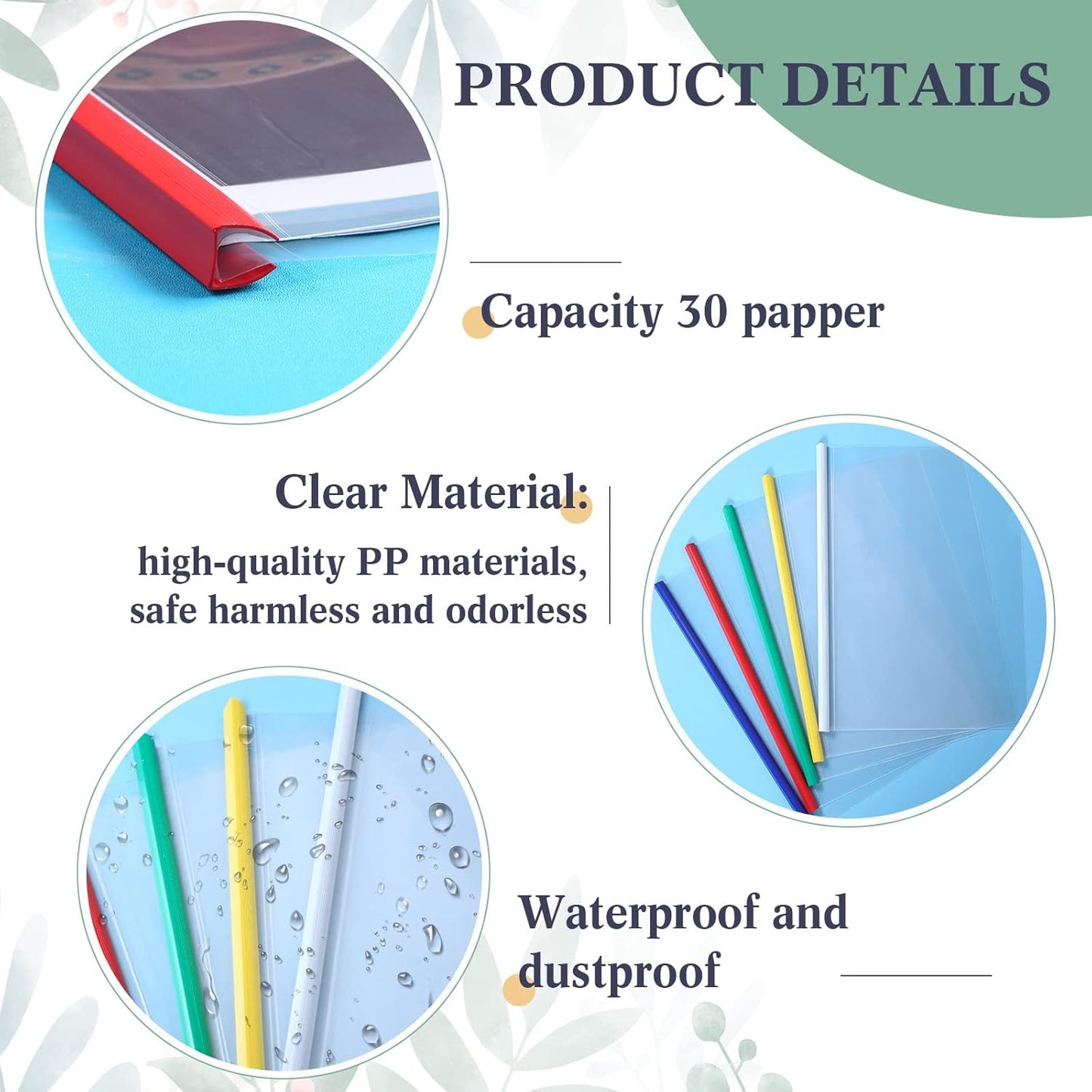 100 Pcs Clear Report Cover with Sliding Bar 50 Sheet Capacity Presentation Binder Transparent Resume Folder Plastic Folder for File Report School Office