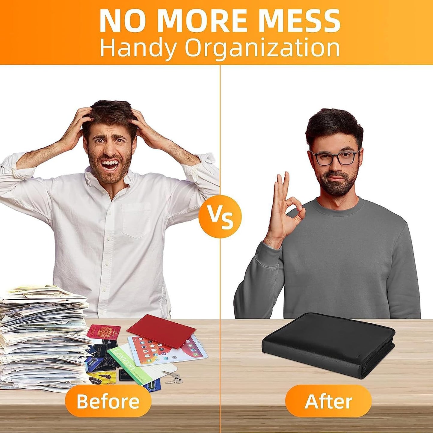 Accordion File Organizer Fireproof Expanding Folder - 13 Pockets, Letter A4 Size, Index Tabs,Organize Bills, Receipts & Important Documents Easily,Home Office & School