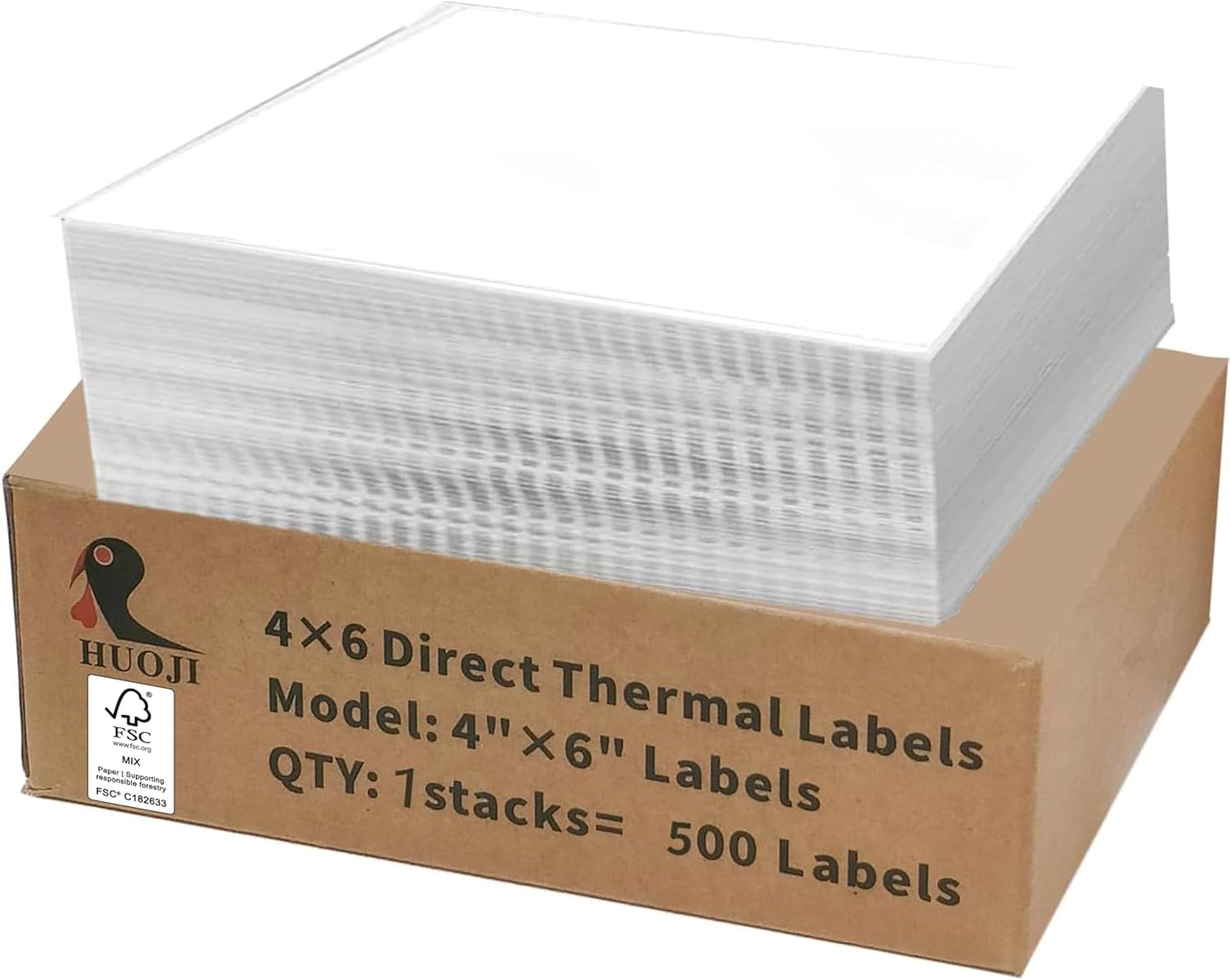 Thermal Shipping Labels 4x6, Pack of 500 Direct Thermal Printer Labels Fanfold, Compatible with Rollo, Zebra, MUNBYN Printers(Commercial Grade)