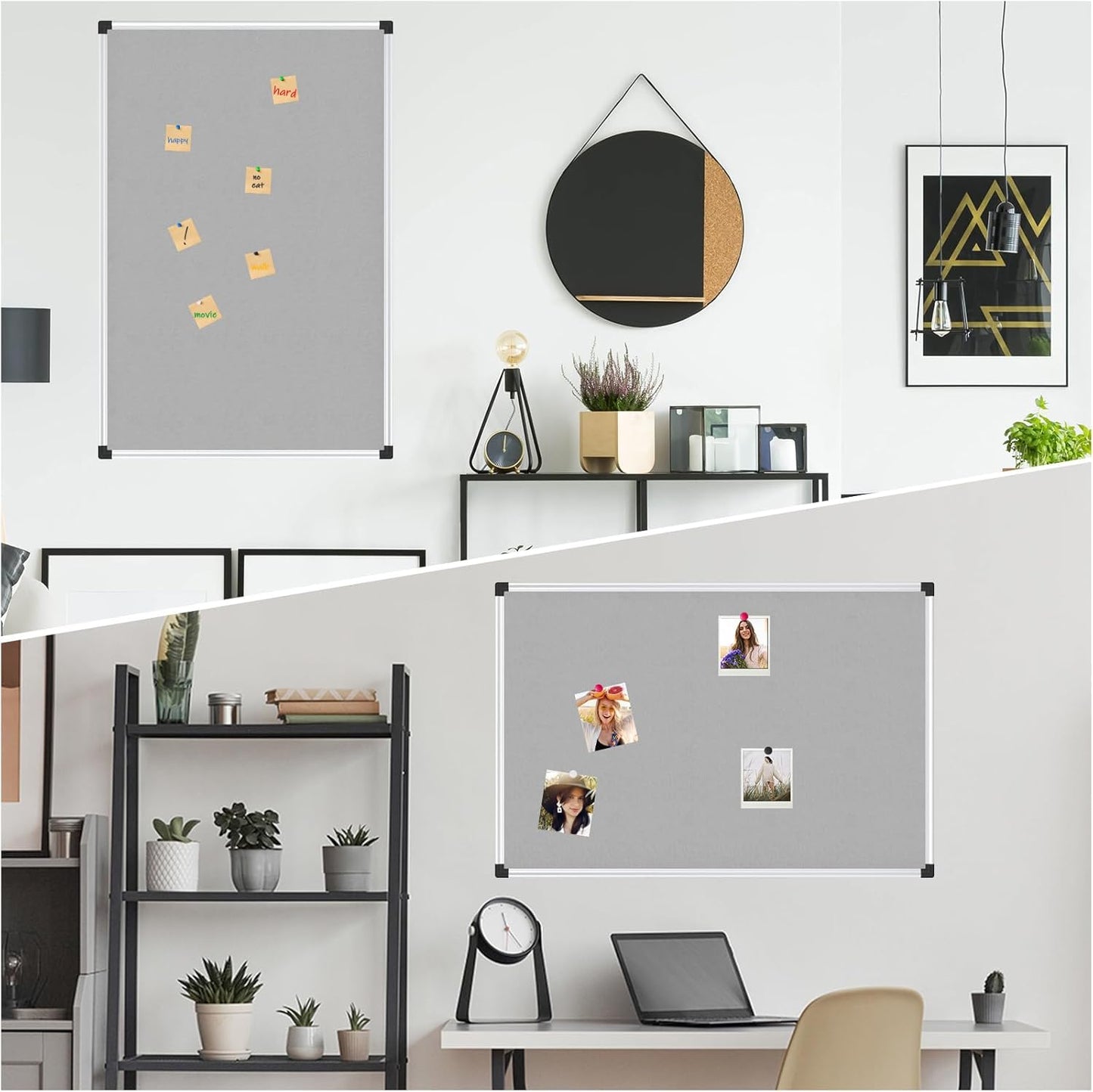 XBoard Bulletin Board 36 x 24 inch, Grey Fabric & Cork Board 3' x 2' with Sliver Aluminum Framed for Home Office School Pin Collections