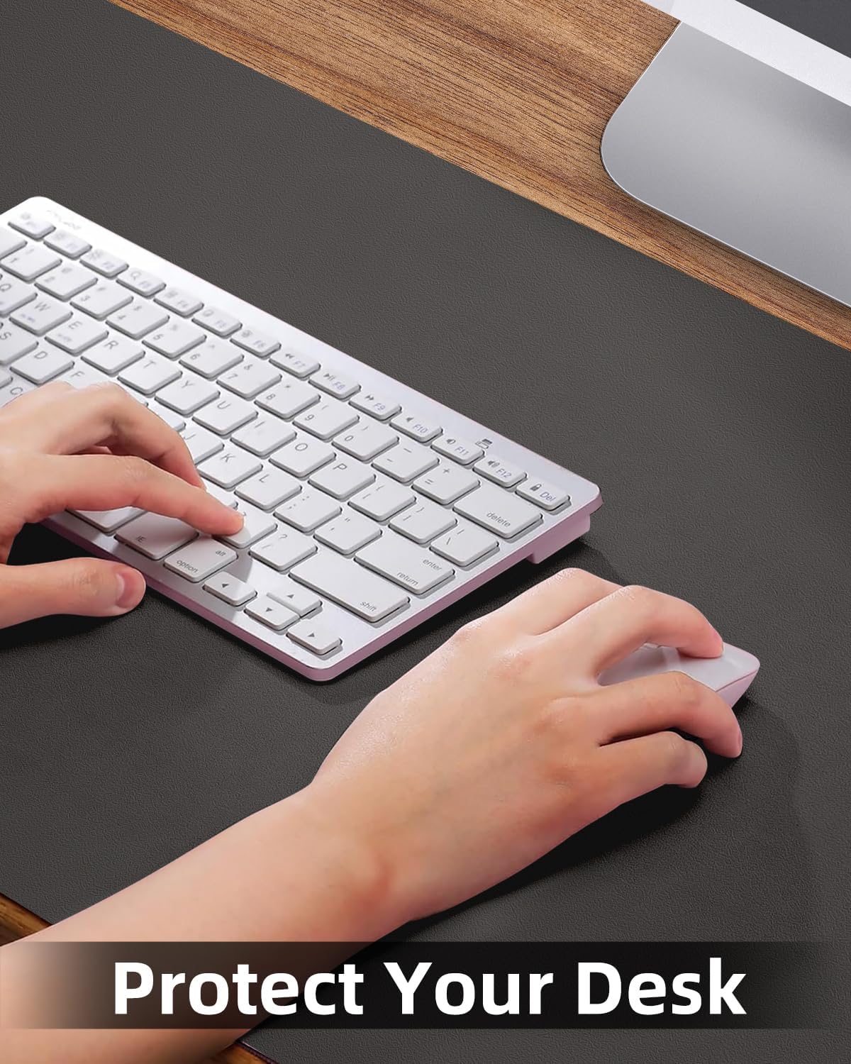 PULeather Non-Slip Desk Mat, Large Mouse Pad & Laptop Desk Pad - Waterproof Writing Pad for Office & Home (Dark Grey, 35.4" x 17")