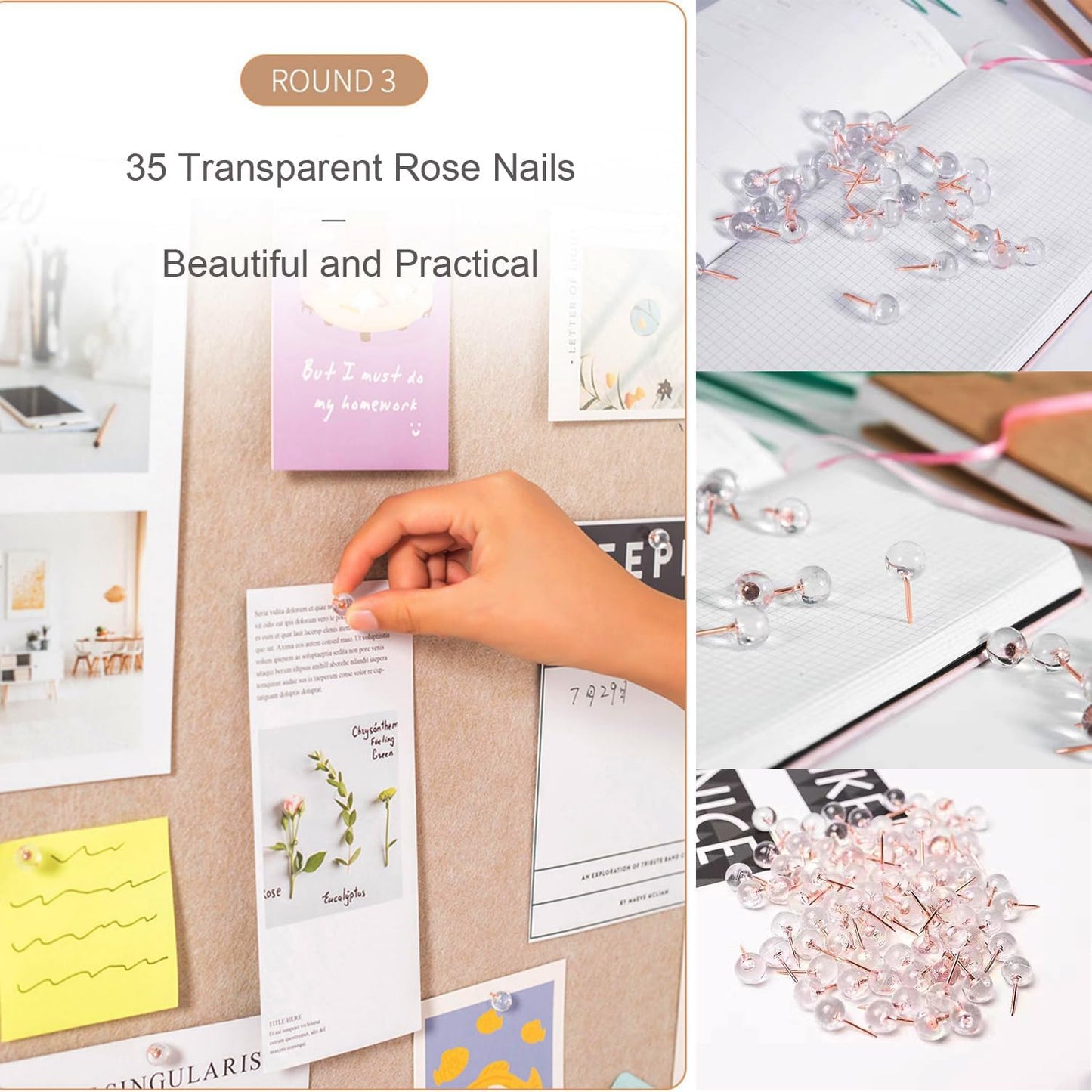 Foldable Large Bulletin Board, 60x36 Inches Cork Board Alternative, Large Felt Board Decorative Pin Board for Wall, Foldable Photo Board Self-Adhesive Vision Board with 36 Pushpins Khaki