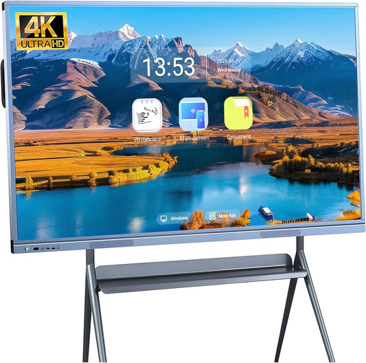 55'' Smart Board, 8+256 GB Interactive Whiteboard, 4K Electronic Digital Whiteboard with Dual System, Android iOS 14.0, Touchscreen Smart Board for Classroom, Office and Home (Wall Mount Included)