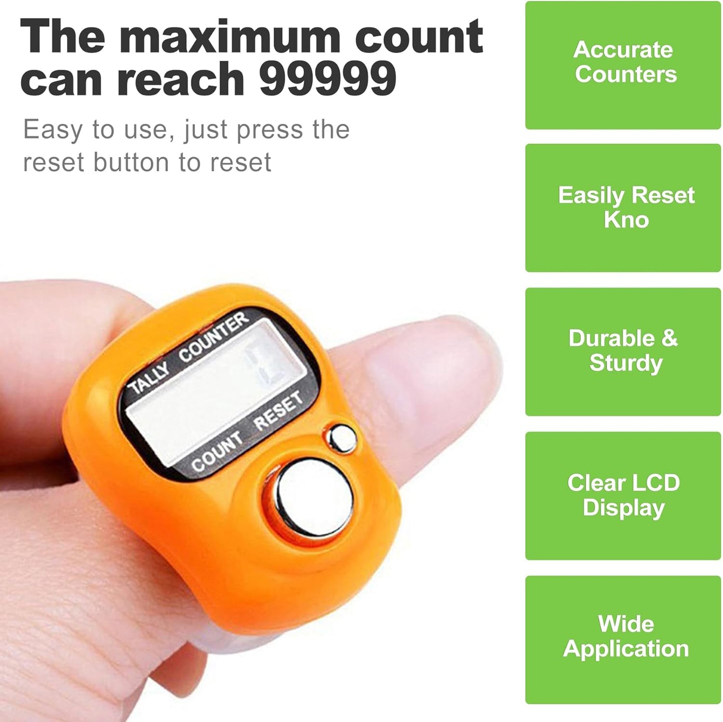 10-Pack Mini LCD Digital Finger Clicker Counter, 5-Digit Handheld Tally Counter for Knitting, Crochet, Lap Counting, Golf, Coaching, and Classroom Use