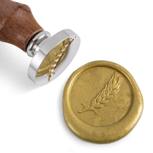 Mceal Wax Seal Stamp,Silver Brass Head with Rosewood Handle, 1.2"(30mm) Dia (Wheat)
