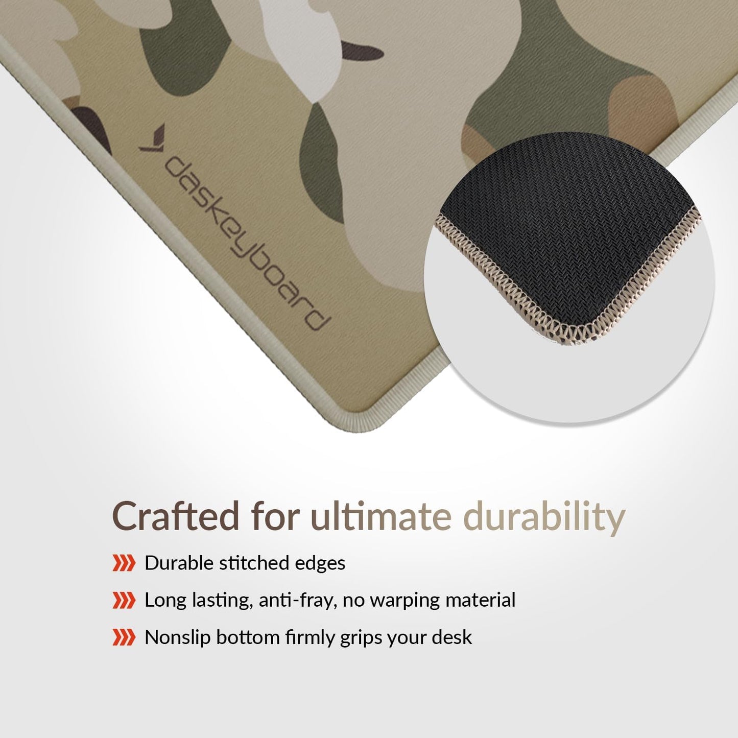 Das Keyboard Large Gaming Mouse Pad Desk Mat with Stitched Edge - Non Slip Base - Waterproof - Premium Cloth Mousepad for Home Work Gaming - Jungle Basecamp Camo