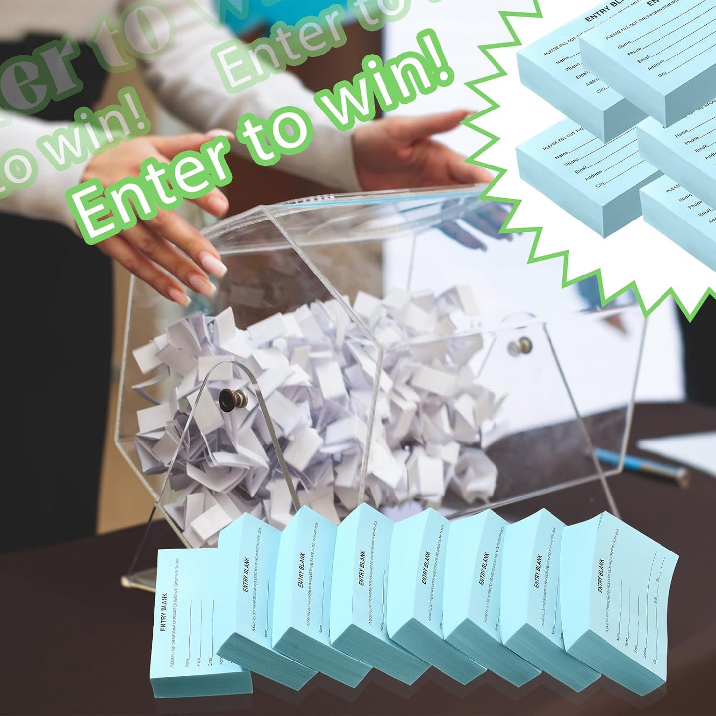 Kosiz 2000 Raffle Ticket Sheet 8 Pad 5.24" x 2.76" Enter to Win Blank Entry Form for Contest Collect Name Phone Number Email Address for School Event Ballot Network Marketing(Light Blue)