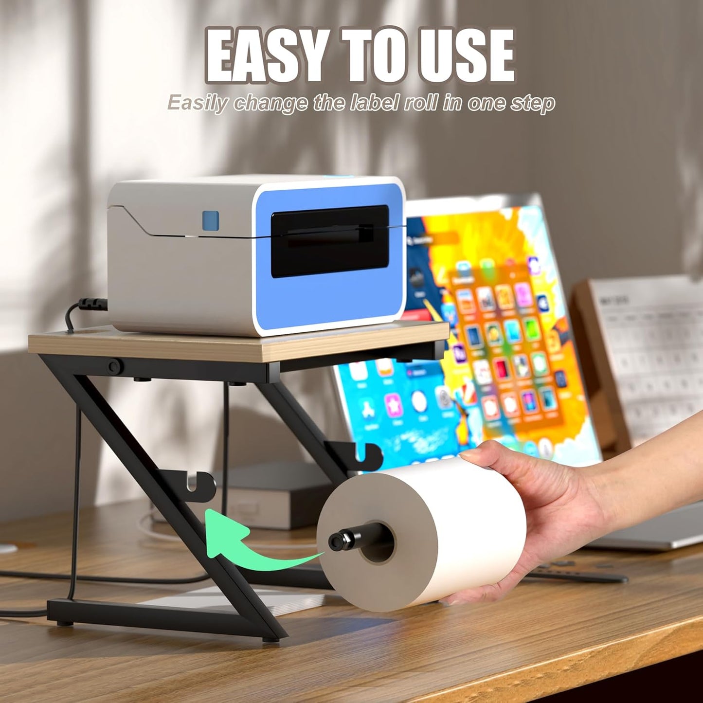 Label Holder for Rolls and Fan-fold Labels, Shipping Thermal Label Holder for Desktop Thermal Printer, Thermal Printer Accessory Supplies for Home, Office, Small Business-White