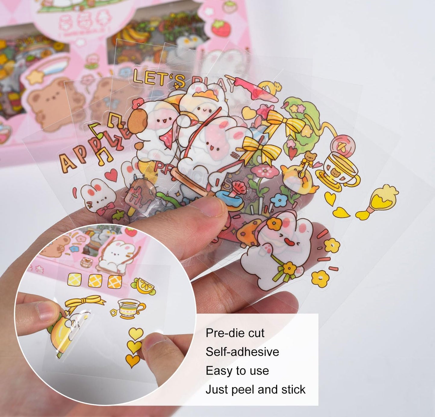 Cute Cartoon Animals Scrapbook Stickers - 100 Sheets Kawaii Aesthetic Transparent Sticker for Journaling Planner Album Calendars Notebook DIY Craft Decorations