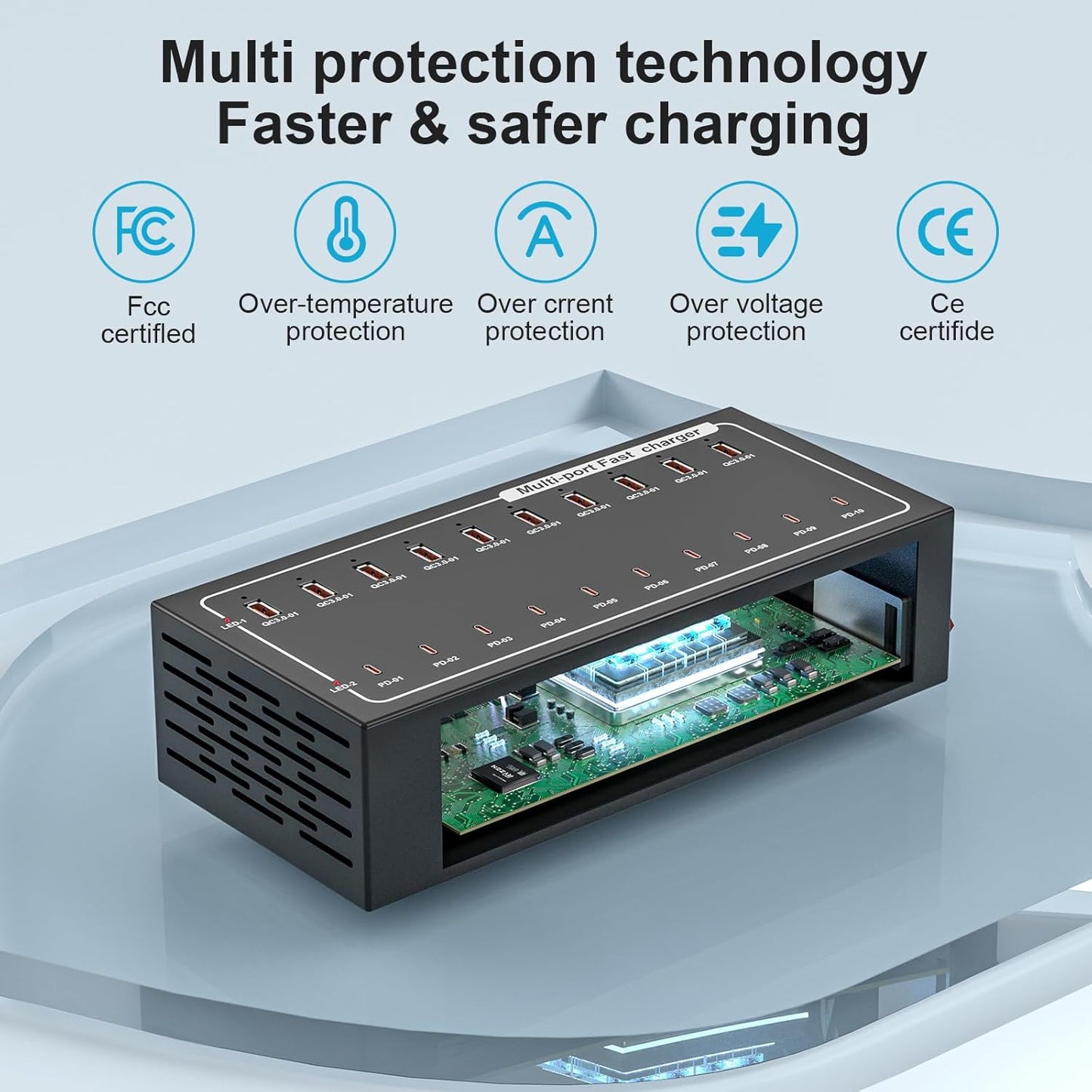 Lcoco&Dream 400W Super Charging Station, 20 Port Fast Charging（10USB C+10USB A） Desktop Charging Station,simultaneously Charges Mobile Phones, Tablets, Headphones and Other Devices at high speeds