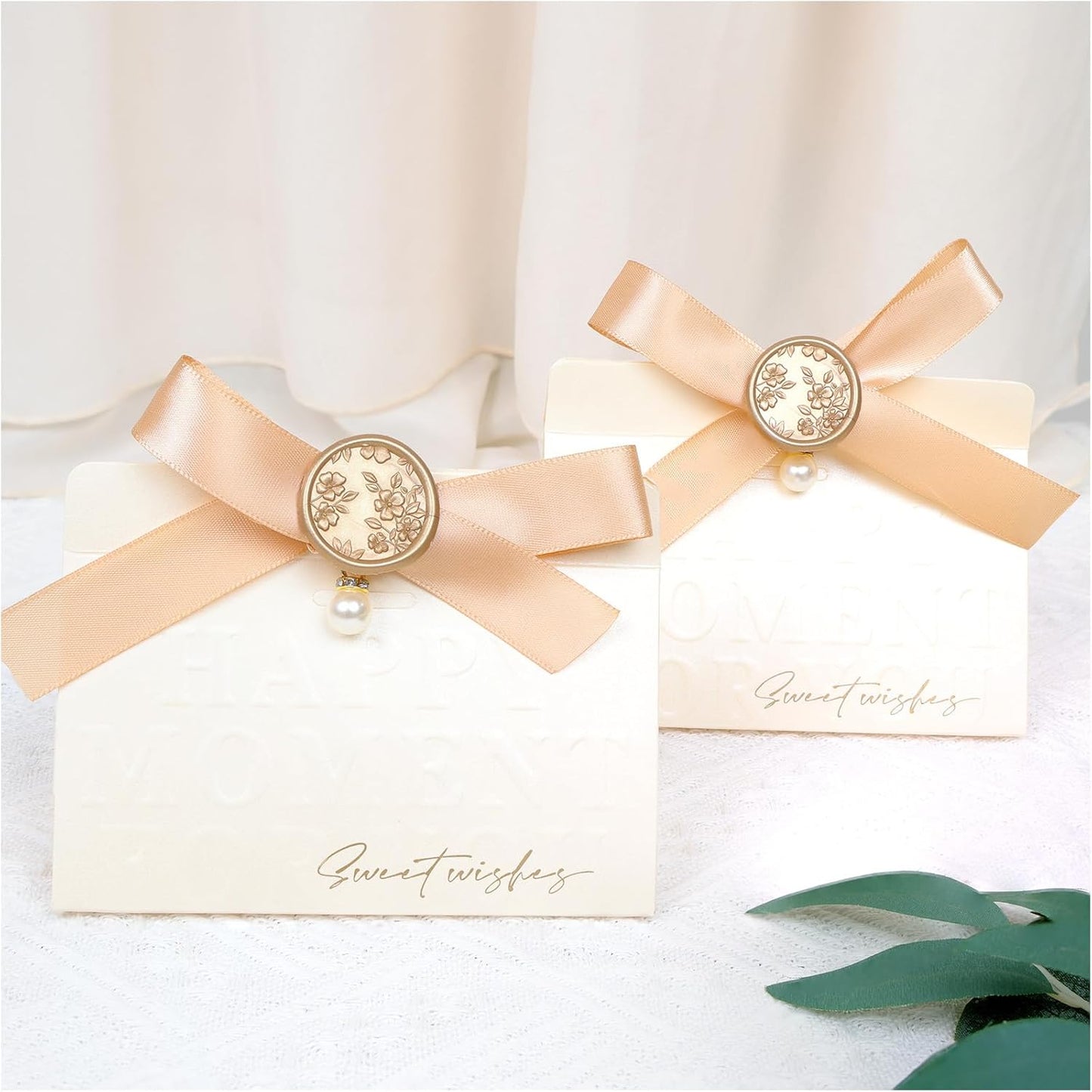 UNIQOOO Wax Seal Stickers - 3D Begonia Wedding Invitation Envelope Botanical Seal Stickers, 50 Pcs Self- Adhesive Light Gold Stickers, Perfect for Invitation, Christmas, Gift Wrapping, Party