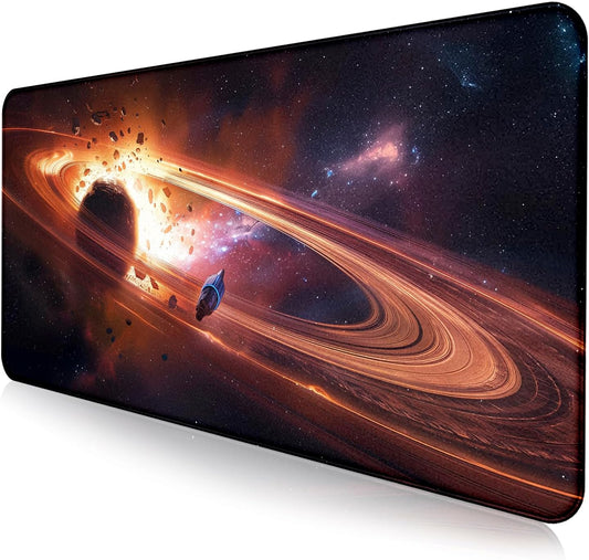 Personalized Galaxy Starry Sky Nebula Customized Computer Keyboard Office Desk Pad, Cute Space Planet Full Table Extended Mouse Pad 35.4 x 15.7 Inches