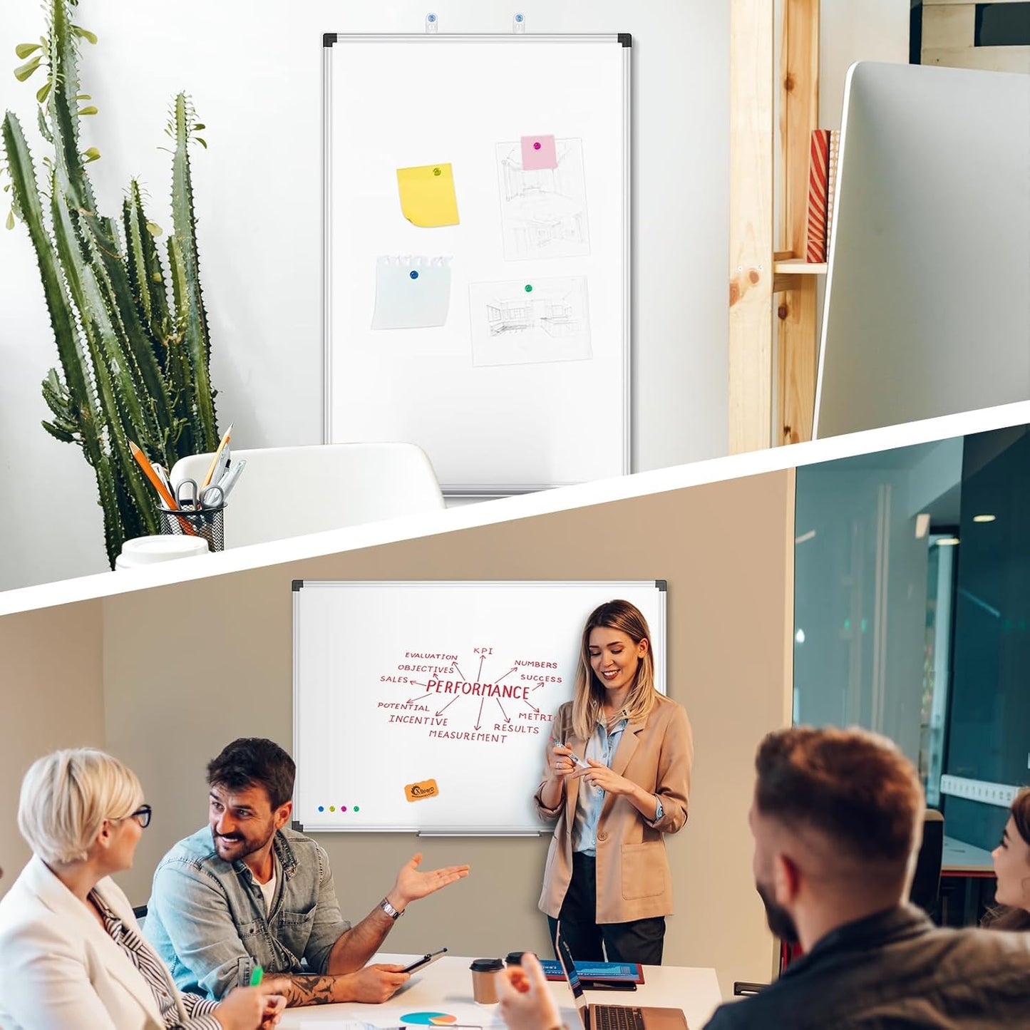 XBoard Magnetic Dry Erase Whiteboard 48 x 36 Inch, 4' x 3' Premium White Board for Wall with Marker Tray, Silver Aluminum Frame Presentation Board for Home Office Classroom