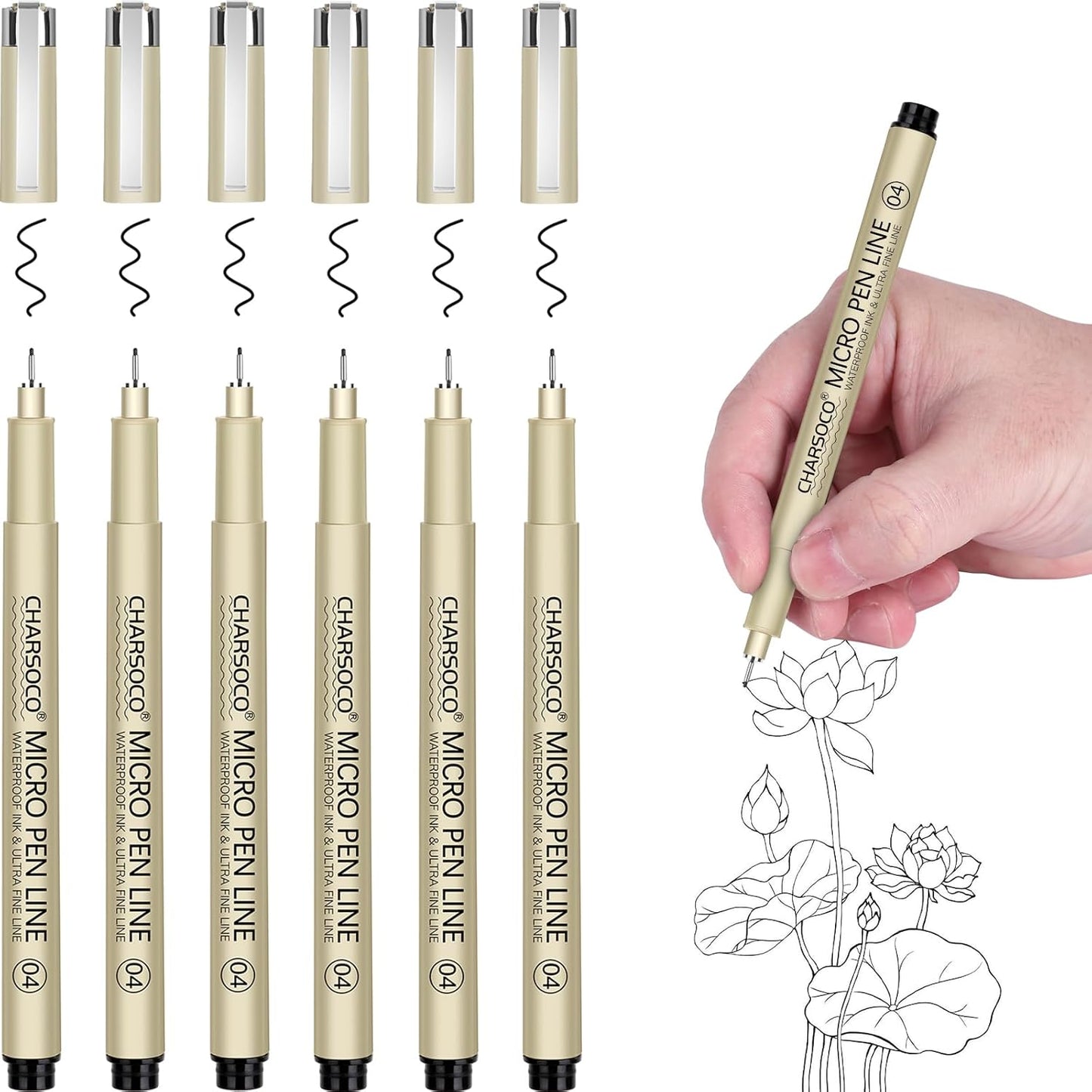 04 Micro Pen, Black Fine Point Pen with Waterproof Archival Ink, 0.4mm Fineliner Ink Pens for Artist Illustration, Sketching, Anime, Manga, Technical Drawing and Scrapbooking