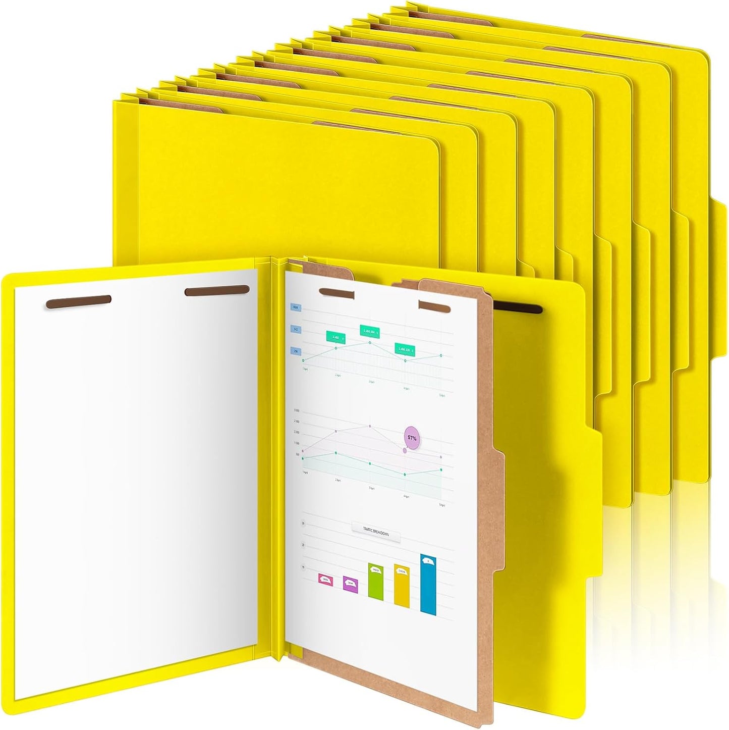 24 Pcs Classification Folders Letter Size, 1 Divider Pressboard File Folder with Fasteners, Expanding File Organizer Bulk for Teachers, Clergy, Office, Church, Christmas Donations (Yellow)