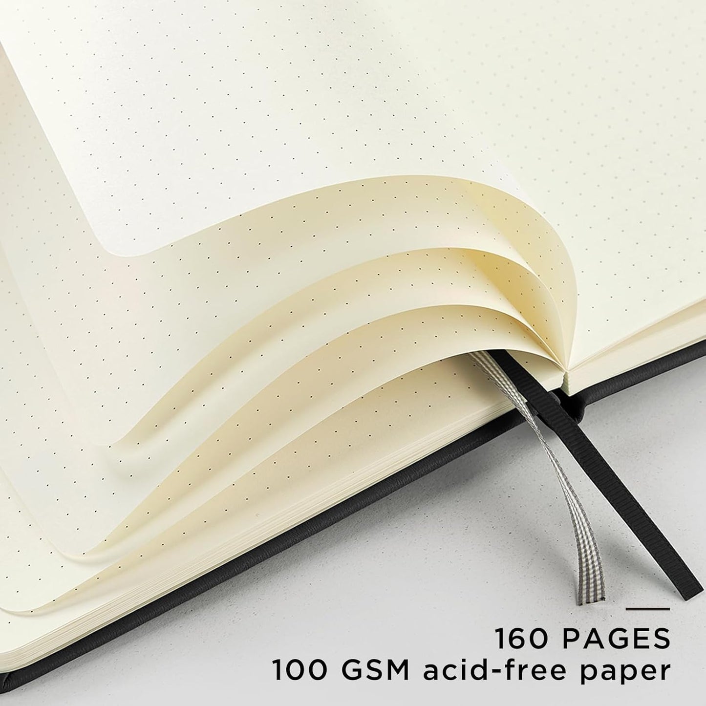 &And Per Se Dotted Journal Notebook (10 packs), A5 Hardcover Leather Bullet Dotted Journal, 160 Pages 100GSM Thick Paper, 3 Sheets of Stickers Included - 5.7'' x 8'' (Black)