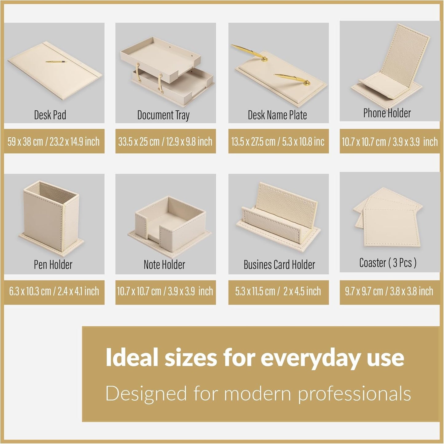 MOOGCO Luxury Leather Desk Pad & Desk Organizer Set, Bonded Leather