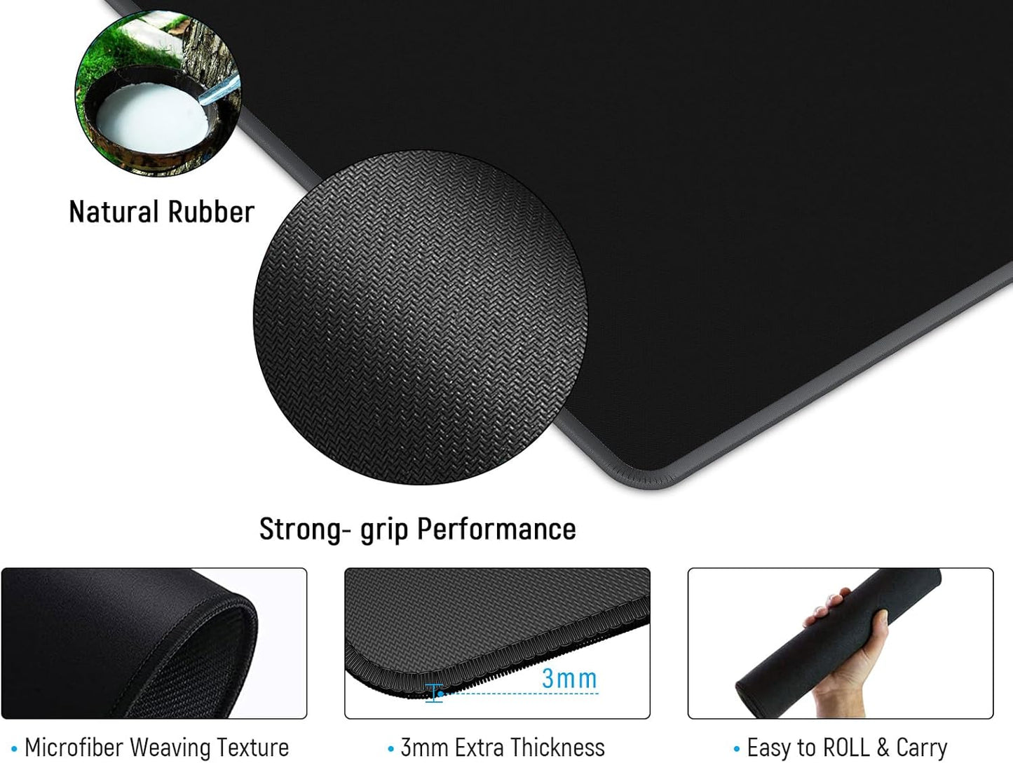 JIALONG Desk Mat - Large Desk Pad, Gaming Mouse Pad, Office Desk Protector with Anti-slip Base, Anti-wear Personalized Design, Mousepad in Mid-Grey