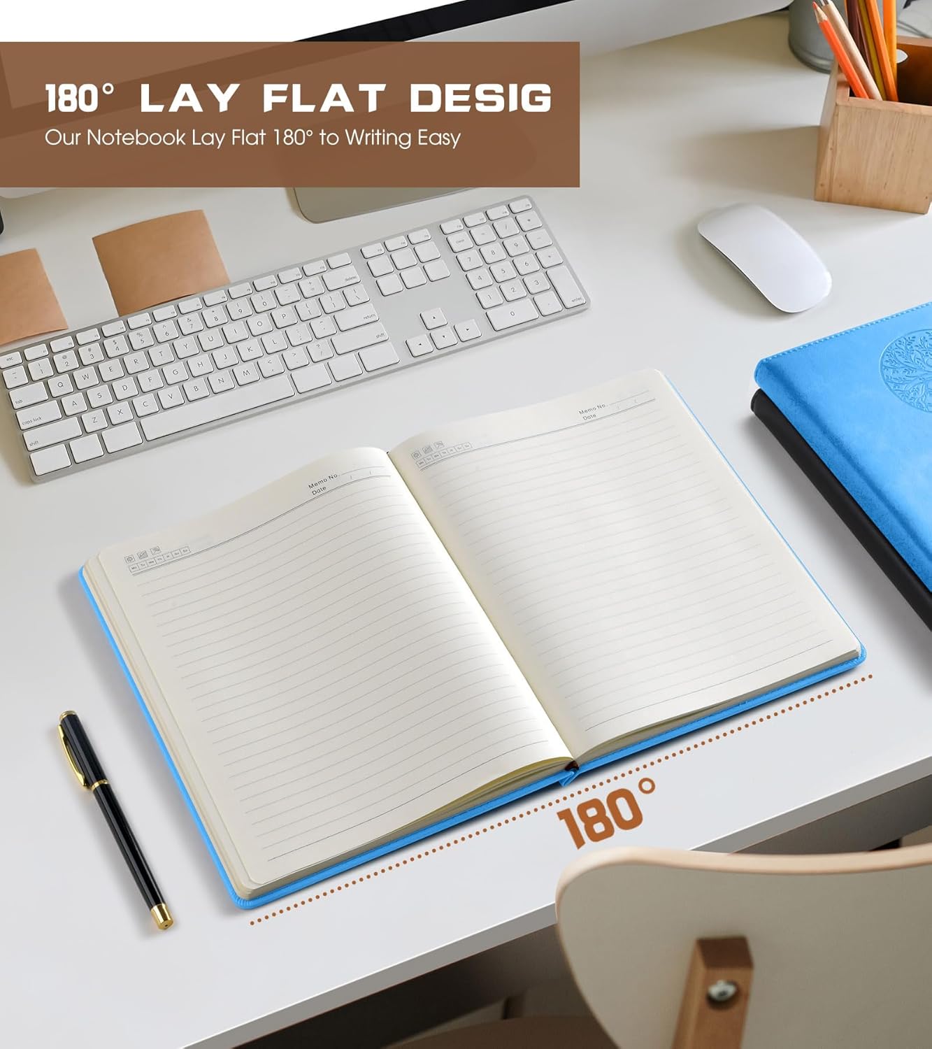 Lined Journal Notebook for Women Men,256 Pages A4 Large Hardcover Leather Journals for Writing,Travel,Business,Work,School,College Ruled Notebooks for Note Taking,Diary Notepad 8.6"×11"(Light blue)