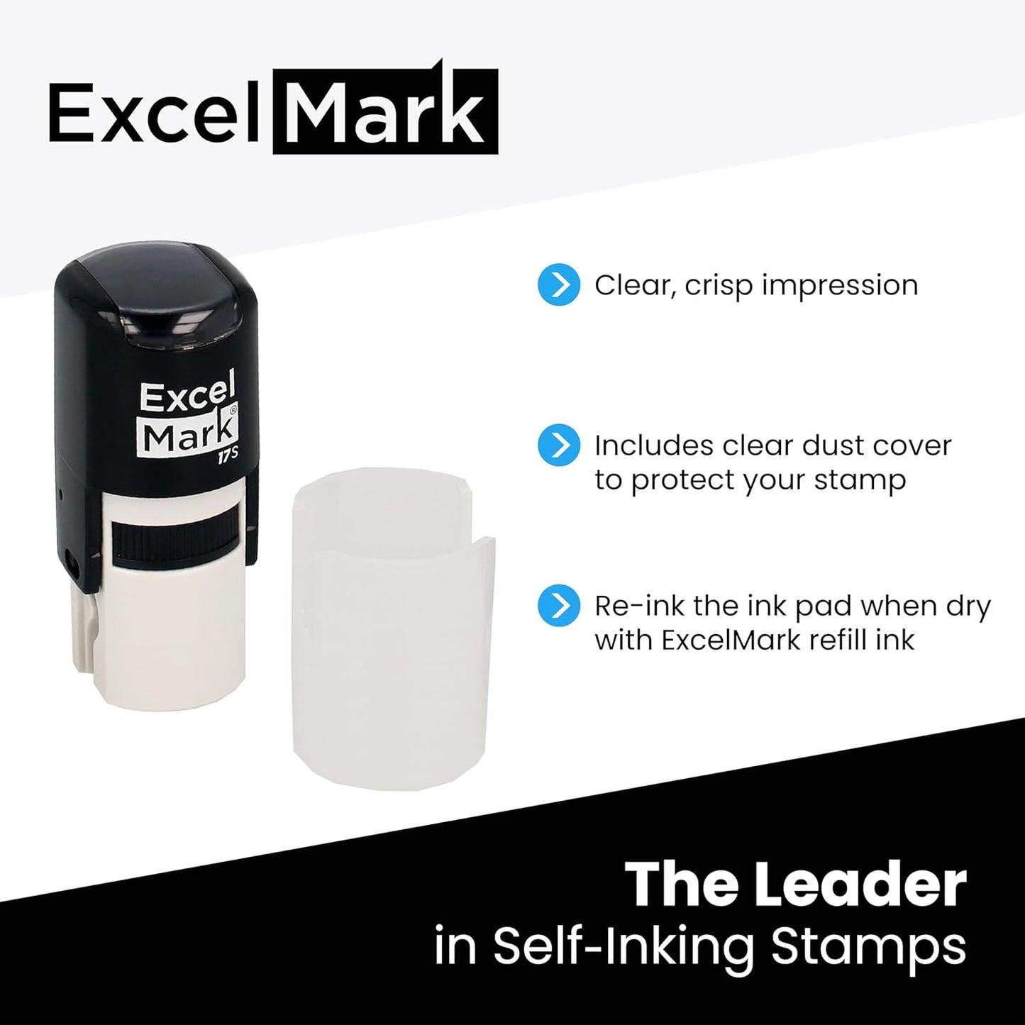 ExcelMark Custom Round Self Inking Inspection Stamp - 5/8" Diameter (2 Lines)