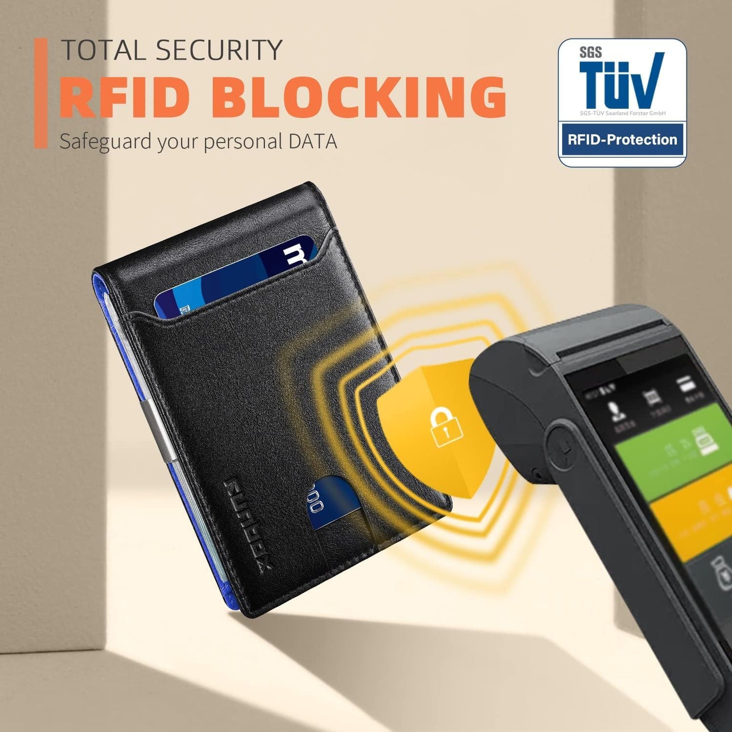 RUNBOX Slim Wallets for Men - Leather Money Clip Mens Wallet - RFID Blocking Front Pocket Bifold Wallet - Thin Credit Card Holder with Gift Box