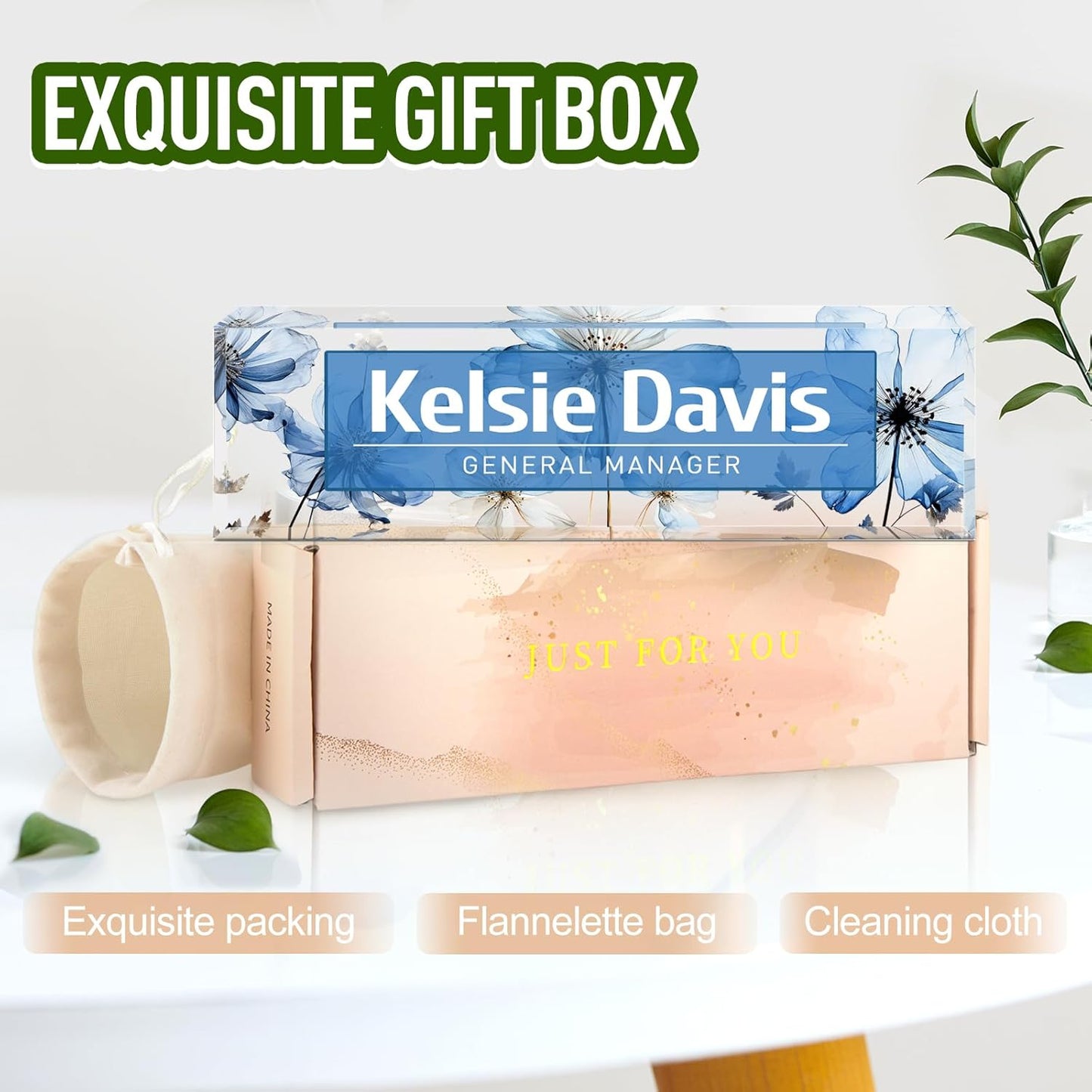 Gowelly Office Desk Name Plate Personalized |Custom Name Plates for Desk| Custom Employee Appreciation Gifts | Office Gifts for Women, Boss, Employee, Teacher, Social Worker